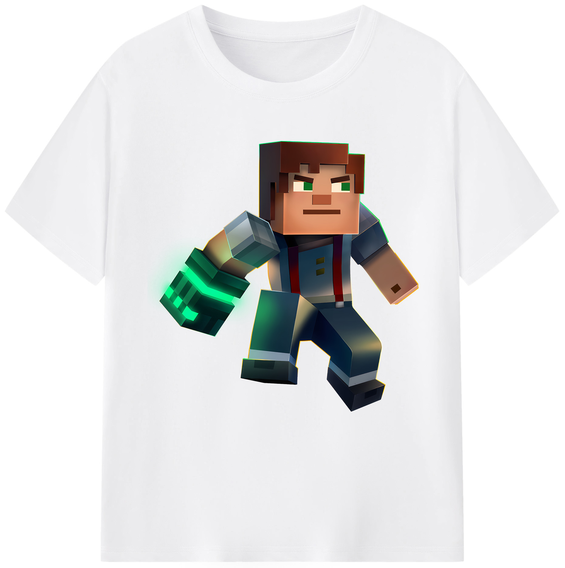 （画像用） マインクラフト ブロックの世界 Minecraft MC Block world 綿100％半袖Tシャツ（フロントプリント）