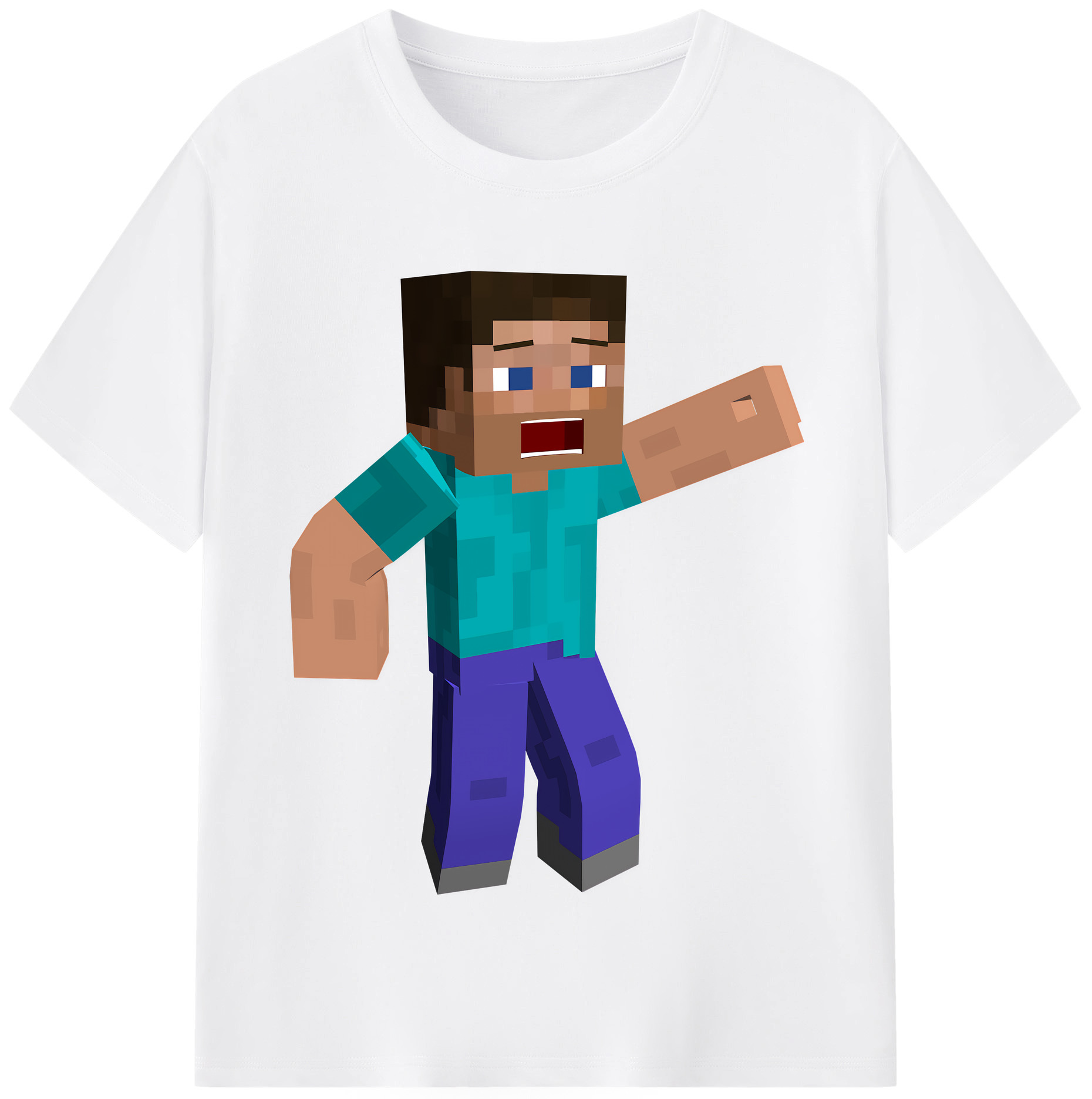 （画像用） マインクラフト ブロックの世界 Minecraft MC Block world 綿100％半袖Tシャツ（フロントプリント）