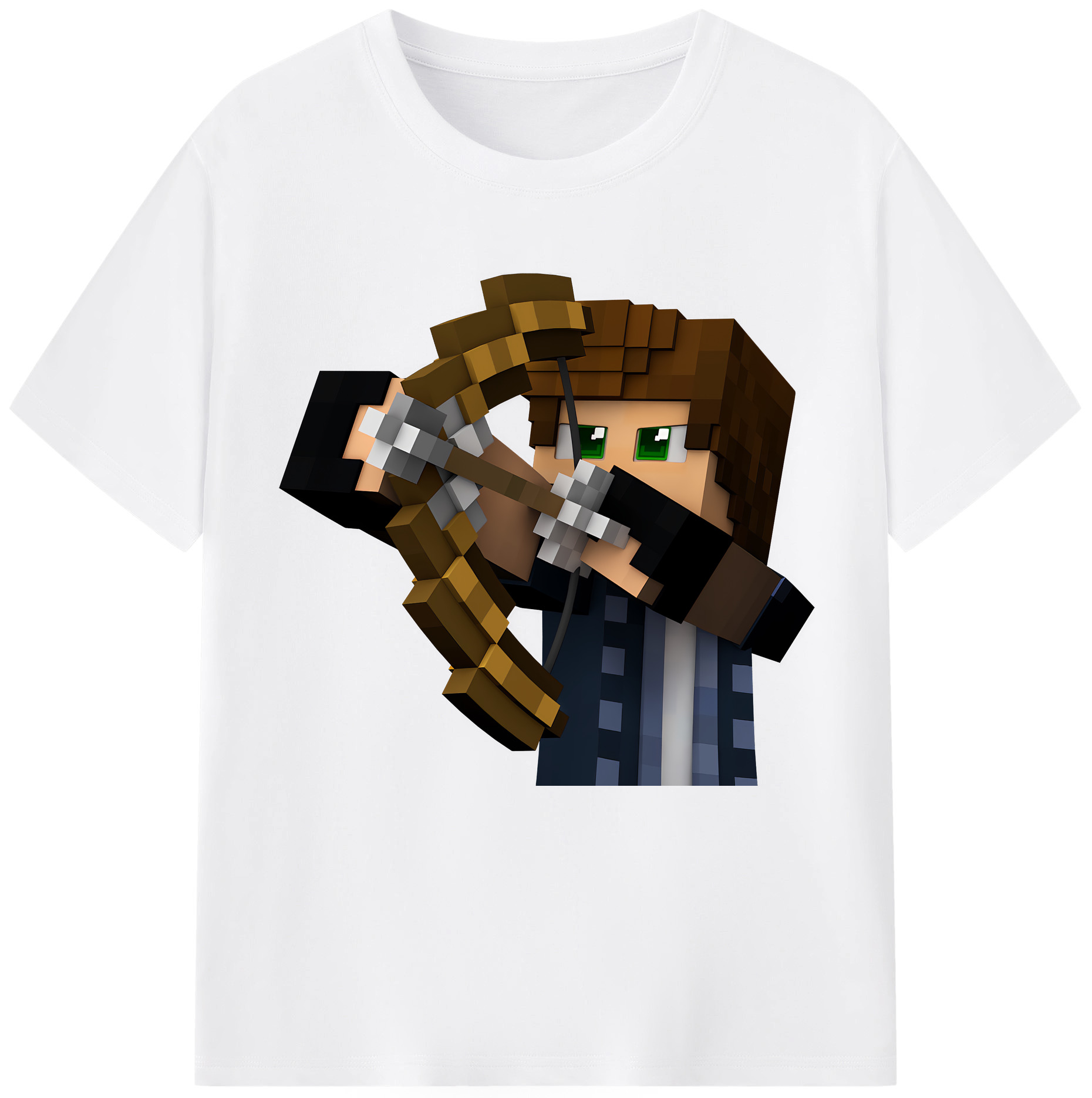 （画像用） マインクラフト ブロックの世界 Minecraft MC Block world 綿100％半袖Tシャツ（フロントプリント）