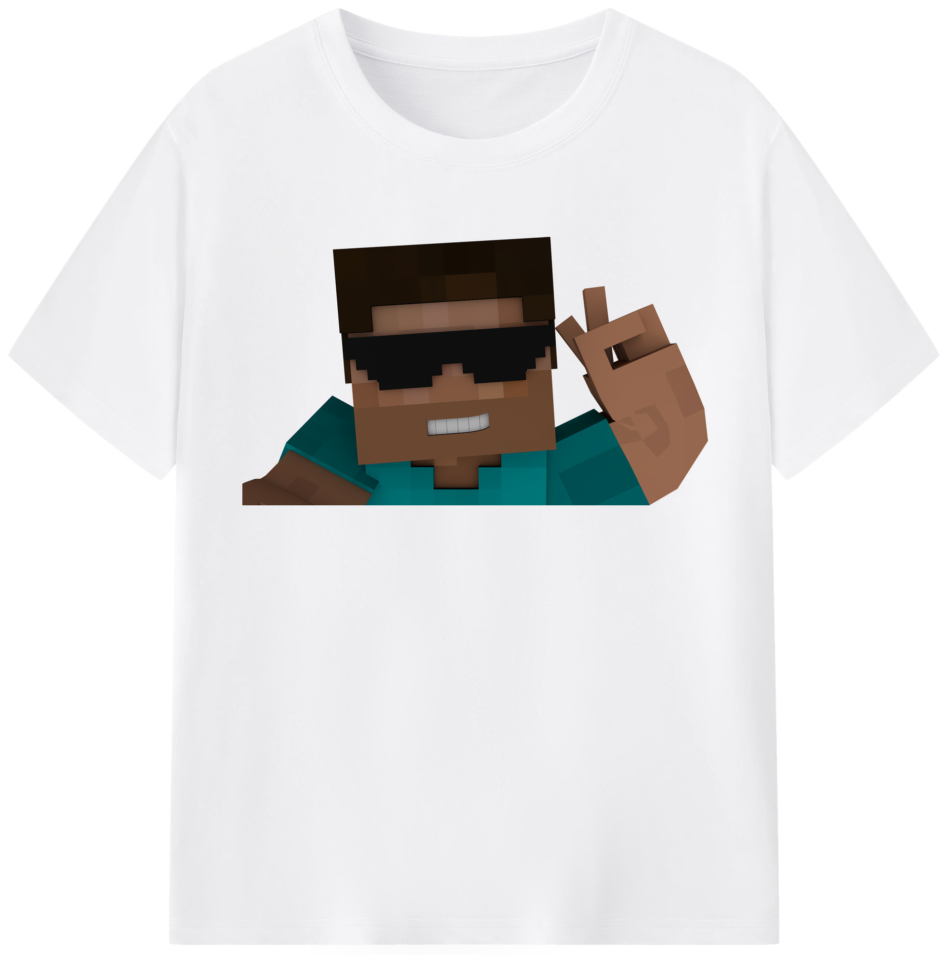 （画像用） マインクラフト ブロックの世界 Minecraft MC Block world 綿100％半袖Tシャツ（フロントプリント）