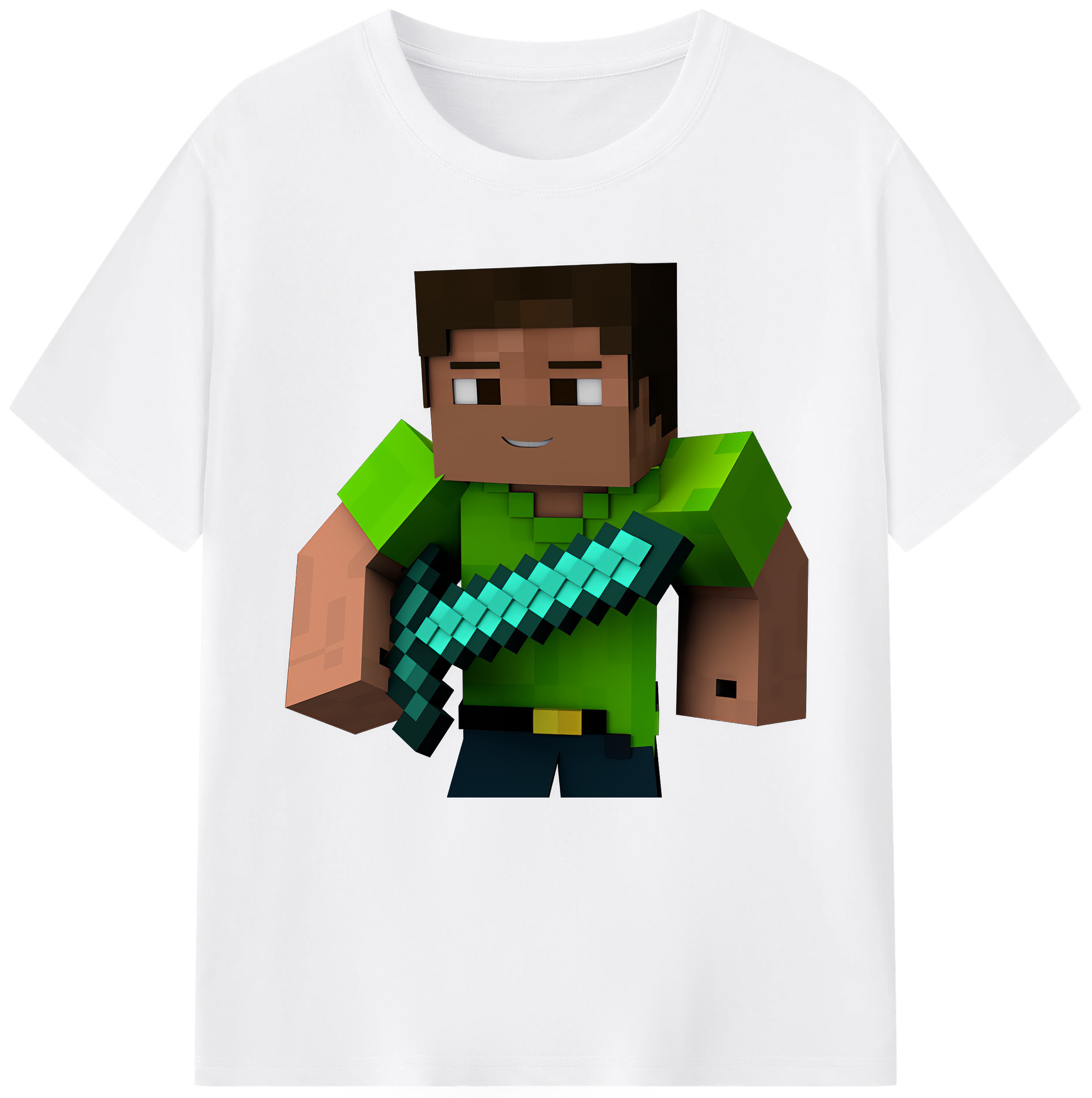 （画像用） マインクラフト ブロックの世界 Minecraft MC Block world 綿100％半袖Tシャツ（フロントプリント）