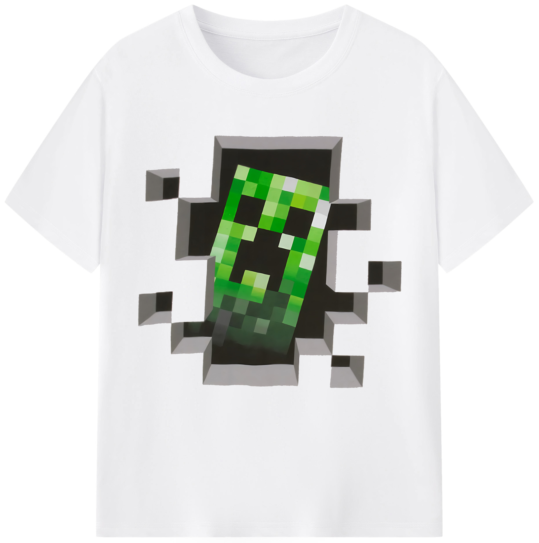 （画像用） マインクラフト ブロックの世界 Minecraft MC Block world 綿100％半袖Tシャツ（フロントプリント）