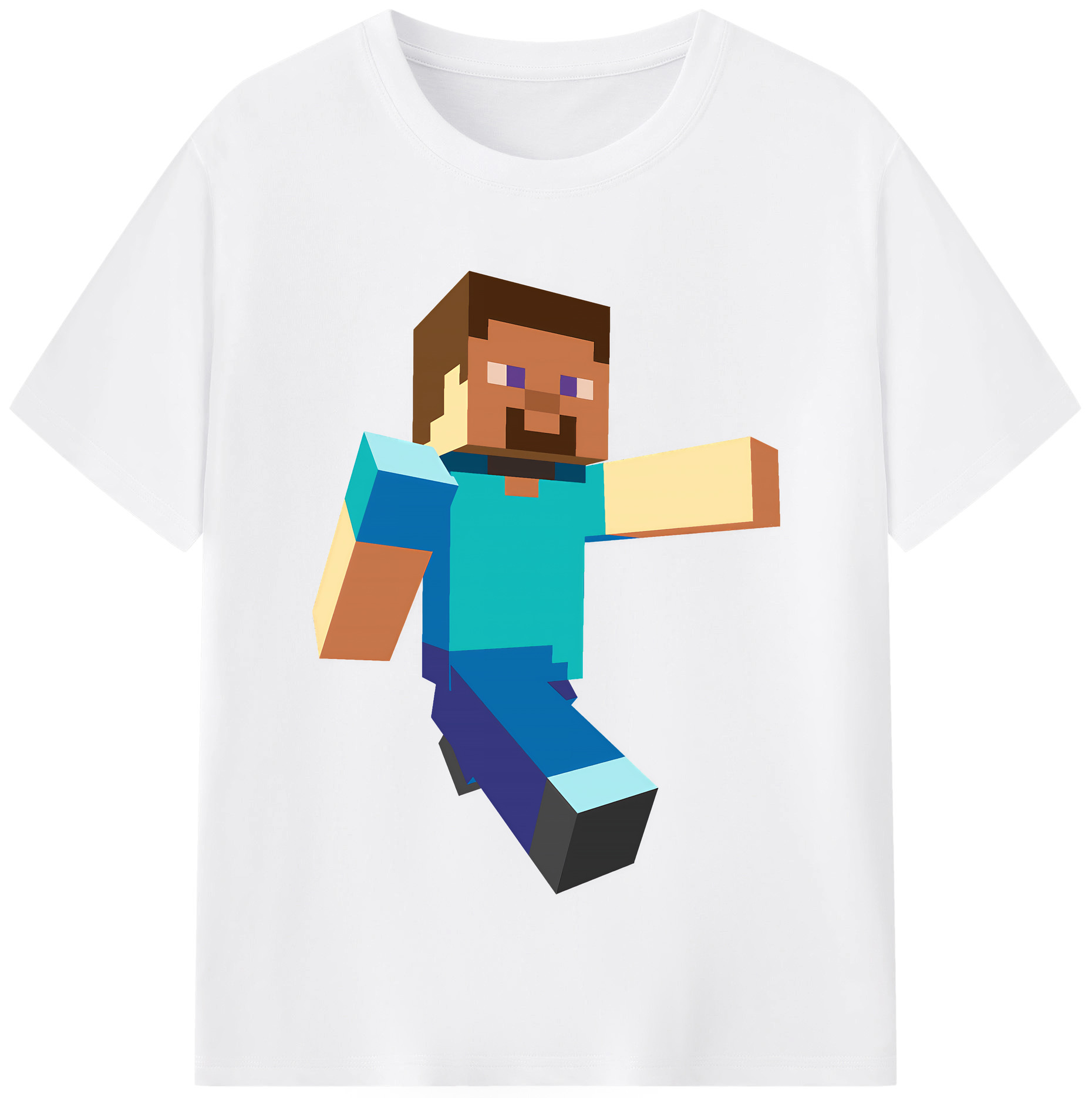（画像用） マインクラフト ブロックの世界 Minecraft MC Block world 綿100％半袖Tシャツ（フロントプリント）