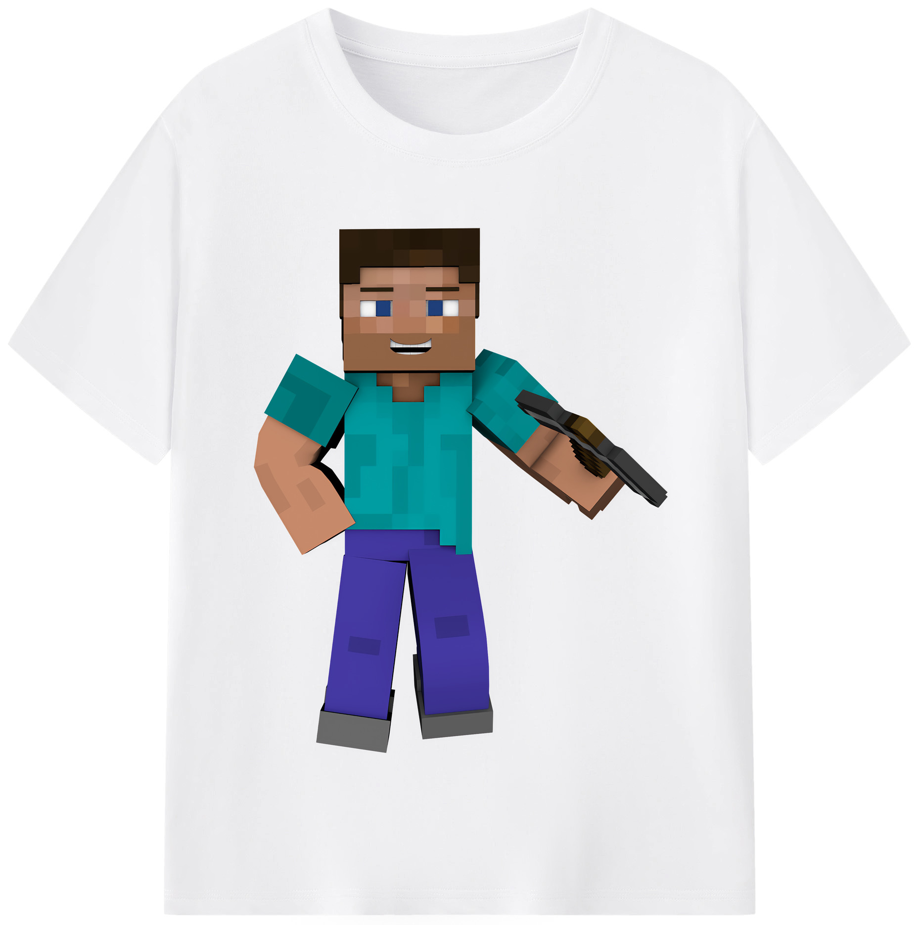 （画像用） マインクラフト ブロックの世界 Minecraft MC Block world 綿100％半袖Tシャツ（フロントプリント）