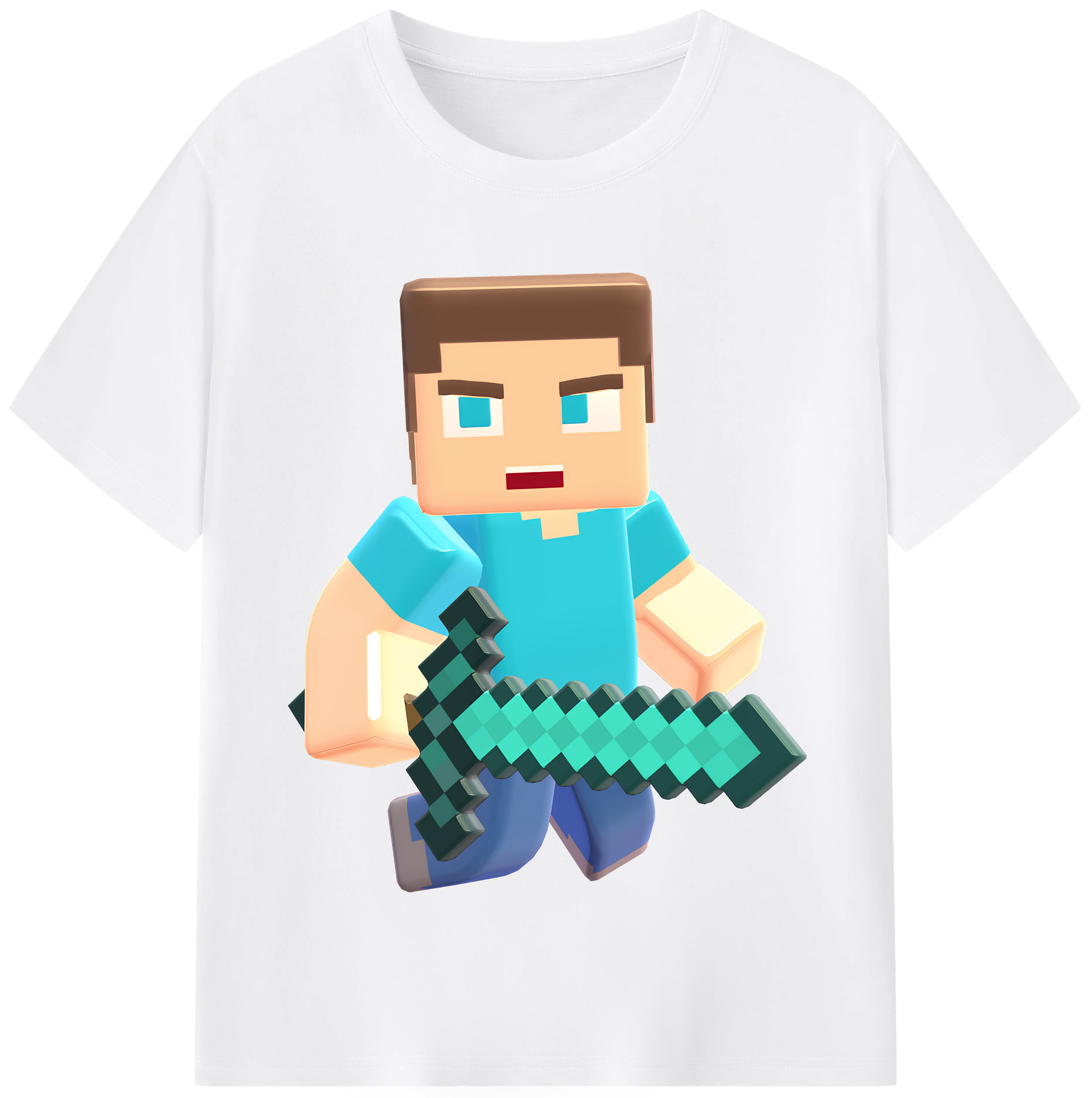 （画像用） マインクラフト ブロックの世界 Minecraft MC Block world 綿100％半袖Tシャツ（フロントプリント）
