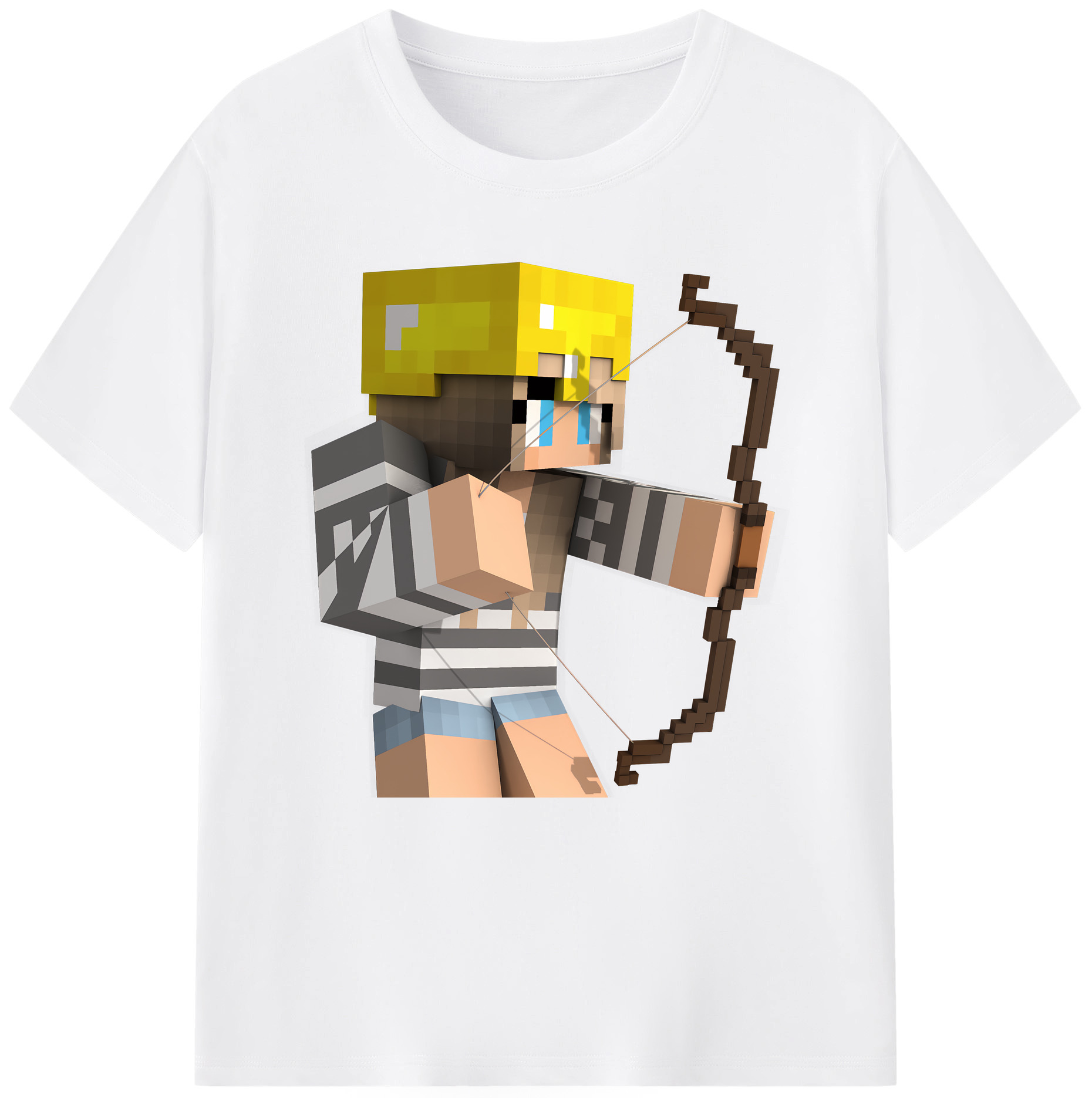 （画像用） マインクラフト ブロックの世界 Minecraft MC Block world 綿100％半袖Tシャツ（フロントプリント）