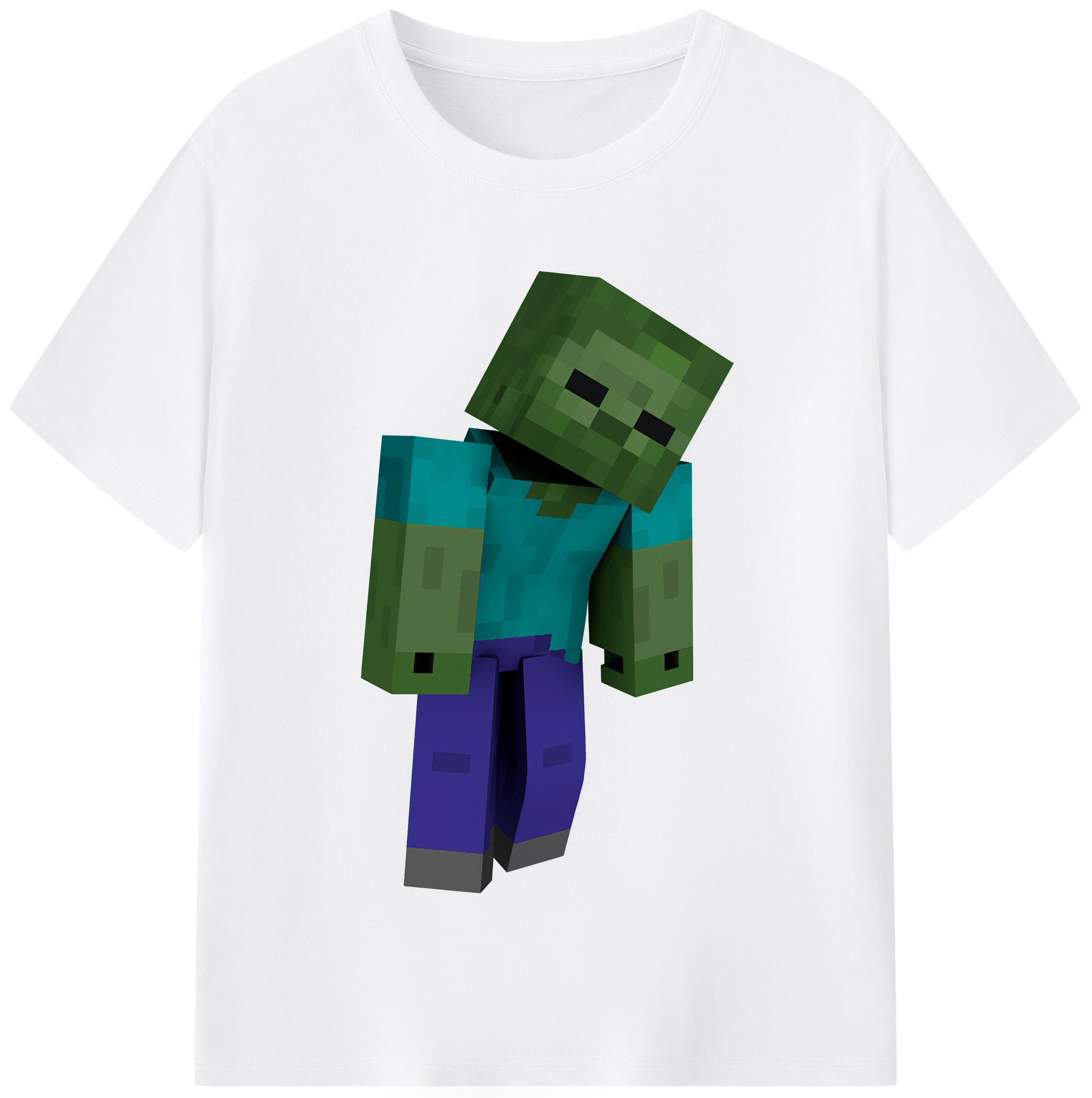 （画像用） マインクラフト ブロックの世界 Minecraft MC Block world 綿100％半袖Tシャツ（フロントプリント）