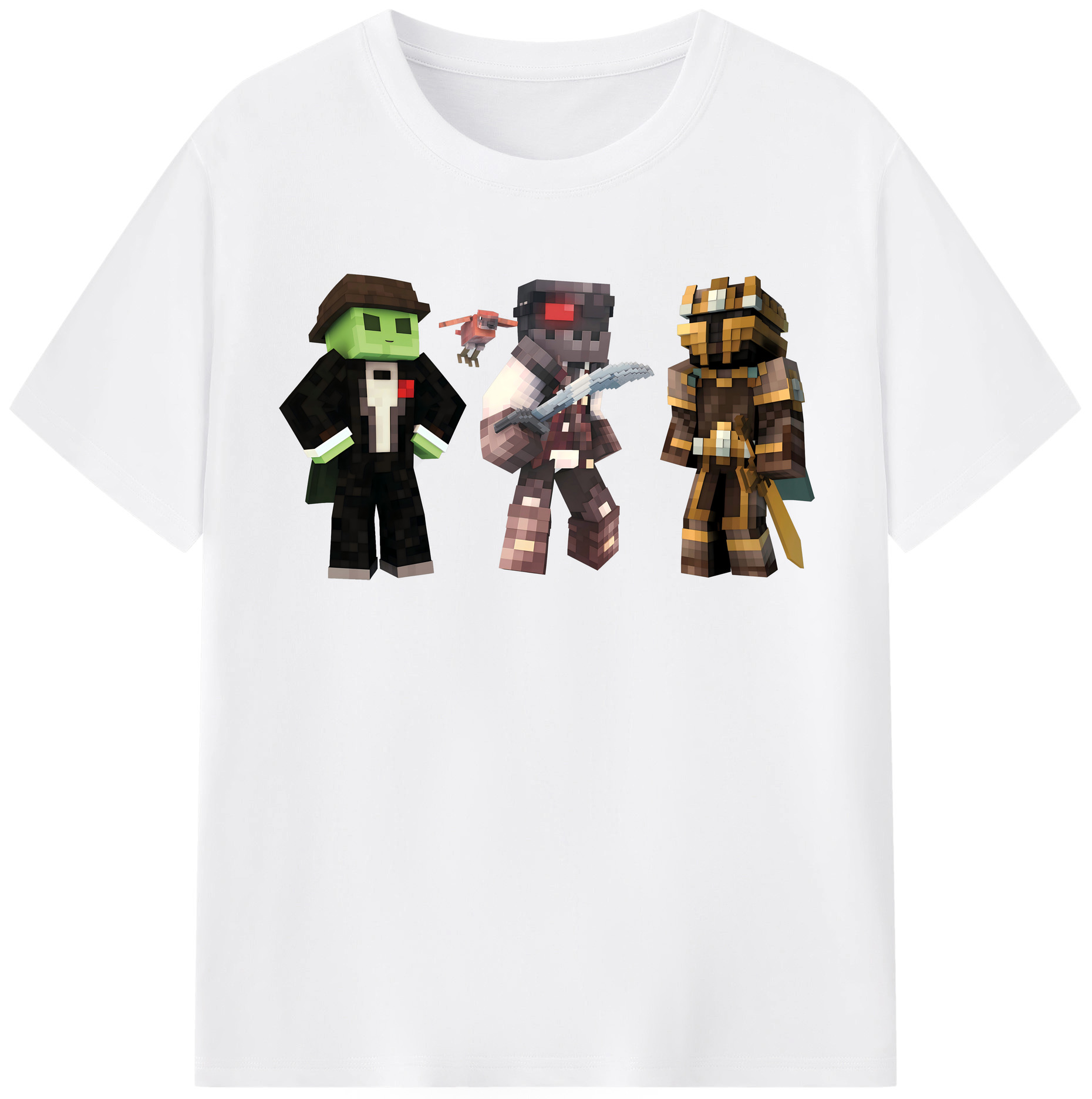 （画像用） マインクラフト ブロックの世界 Minecraft MC Block world 綿100％半袖Tシャツ（フロントプリント）