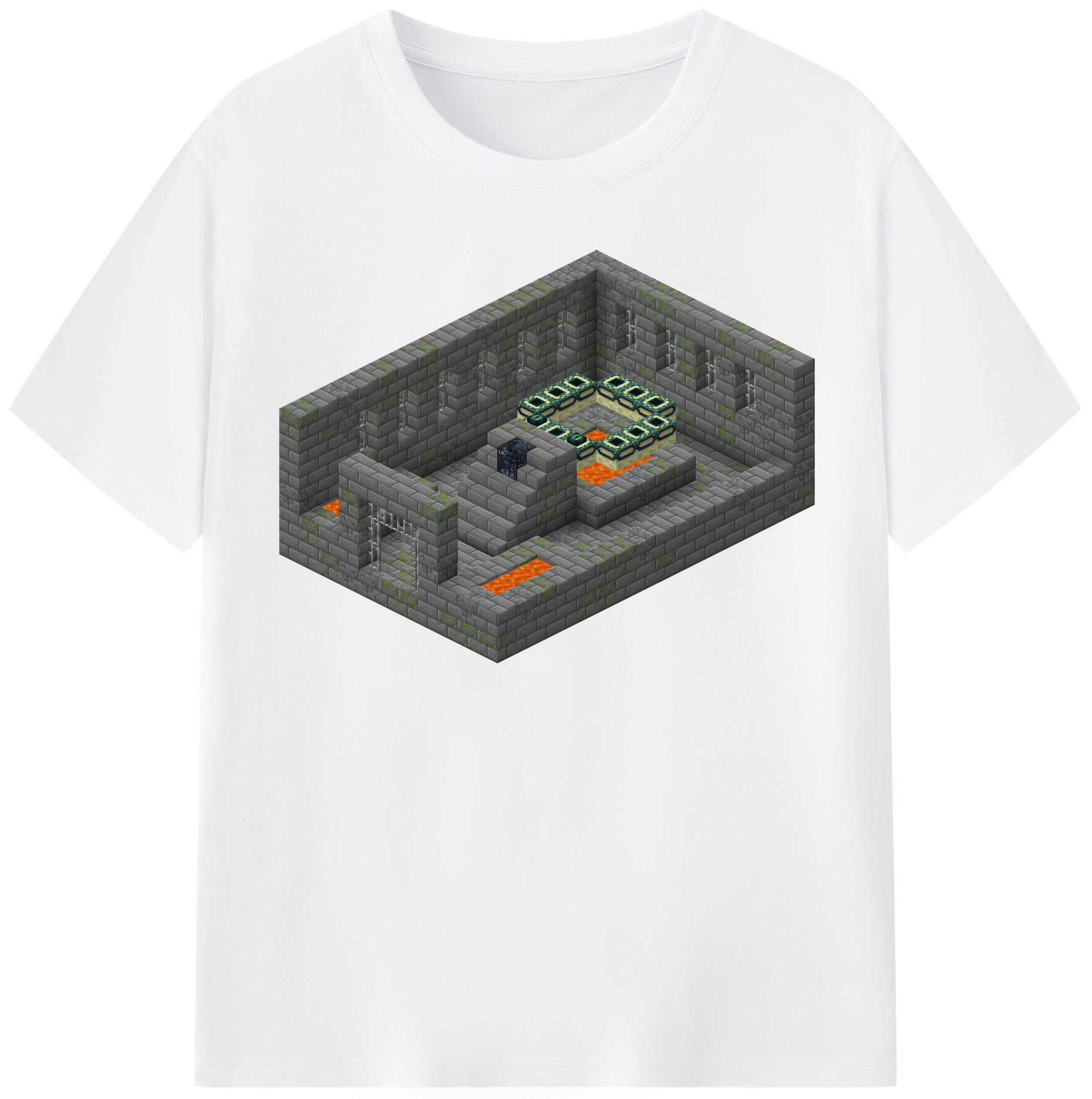 （画像用） マインクラフト ブロックの世界 Minecraft MC Block world 綿100％半袖Tシャツ（フロントプリント）