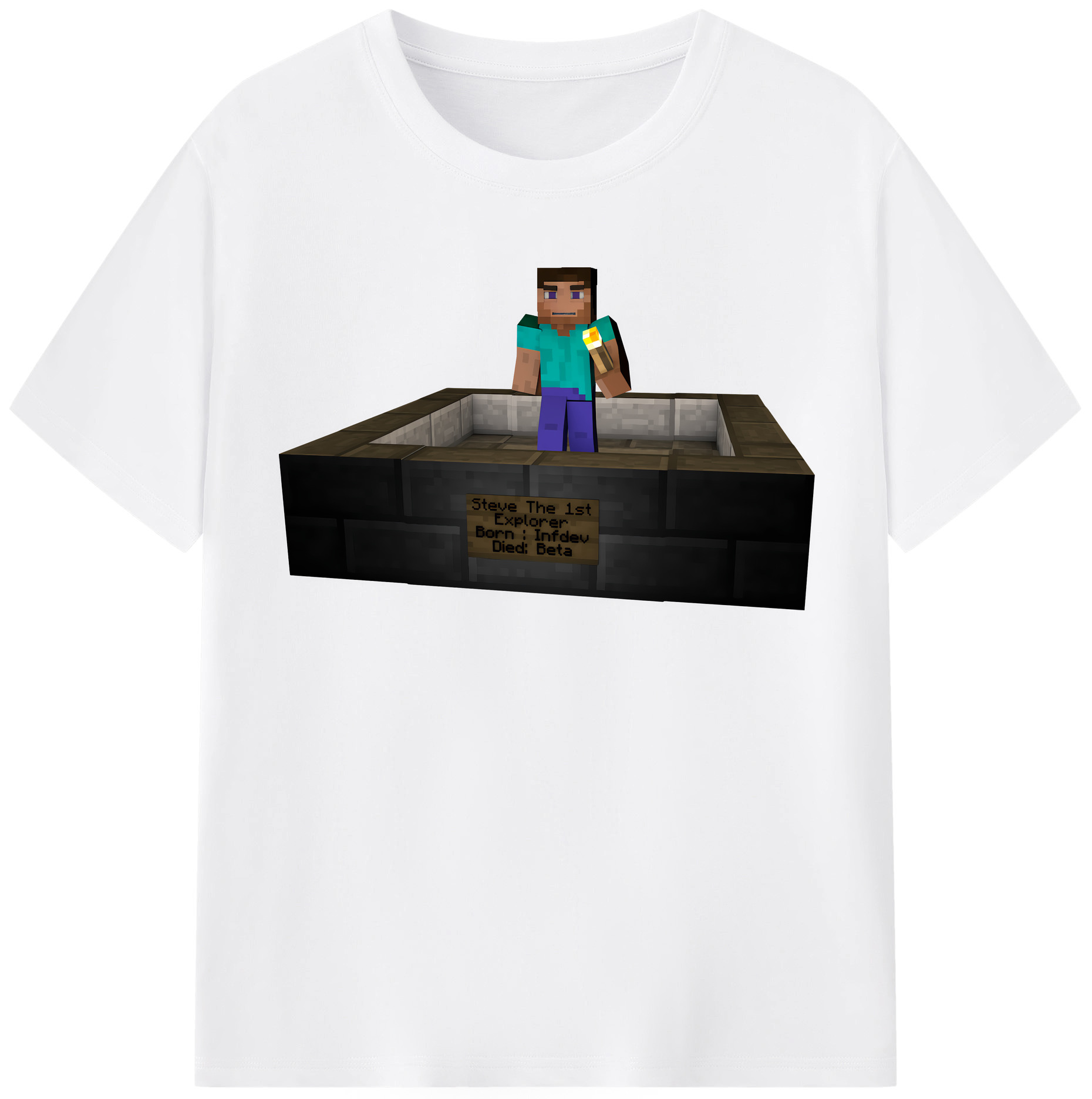 （画像用） マインクラフト ブロックの世界 Minecraft MC Block world 綿100％半袖Tシャツ（フロントプリント）