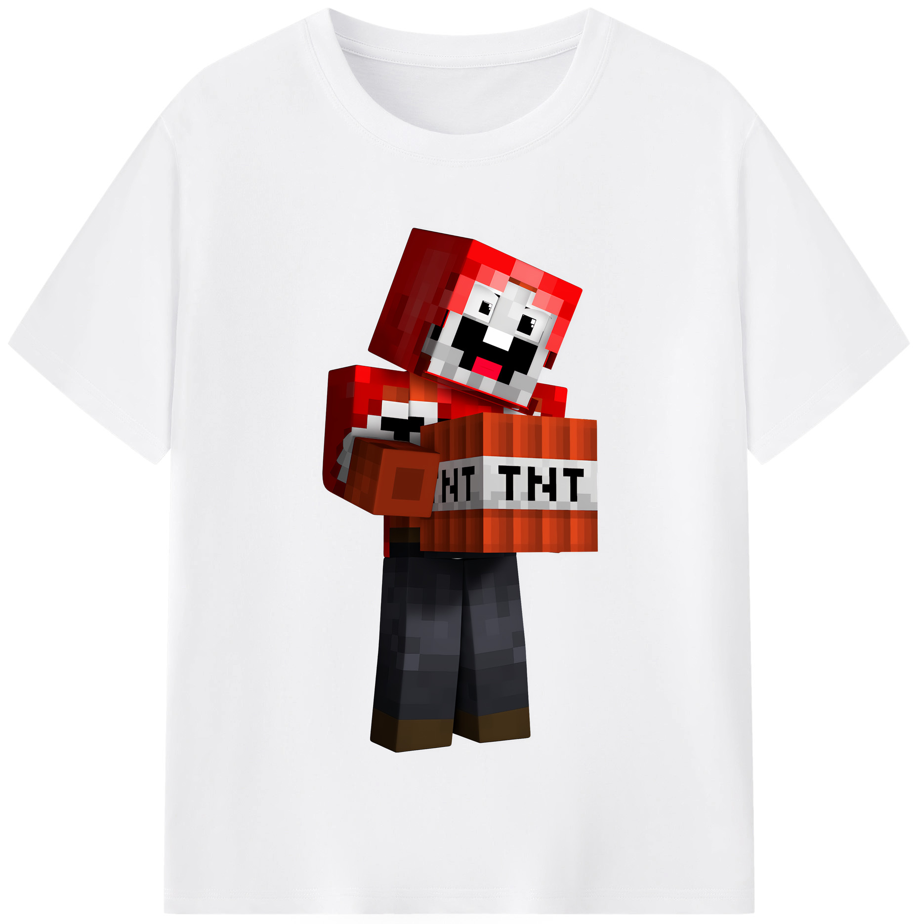 （画像用） マインクラフト ブロックの世界 Minecraft MC Block world 綿100％半袖Tシャツ（フロントプリント）