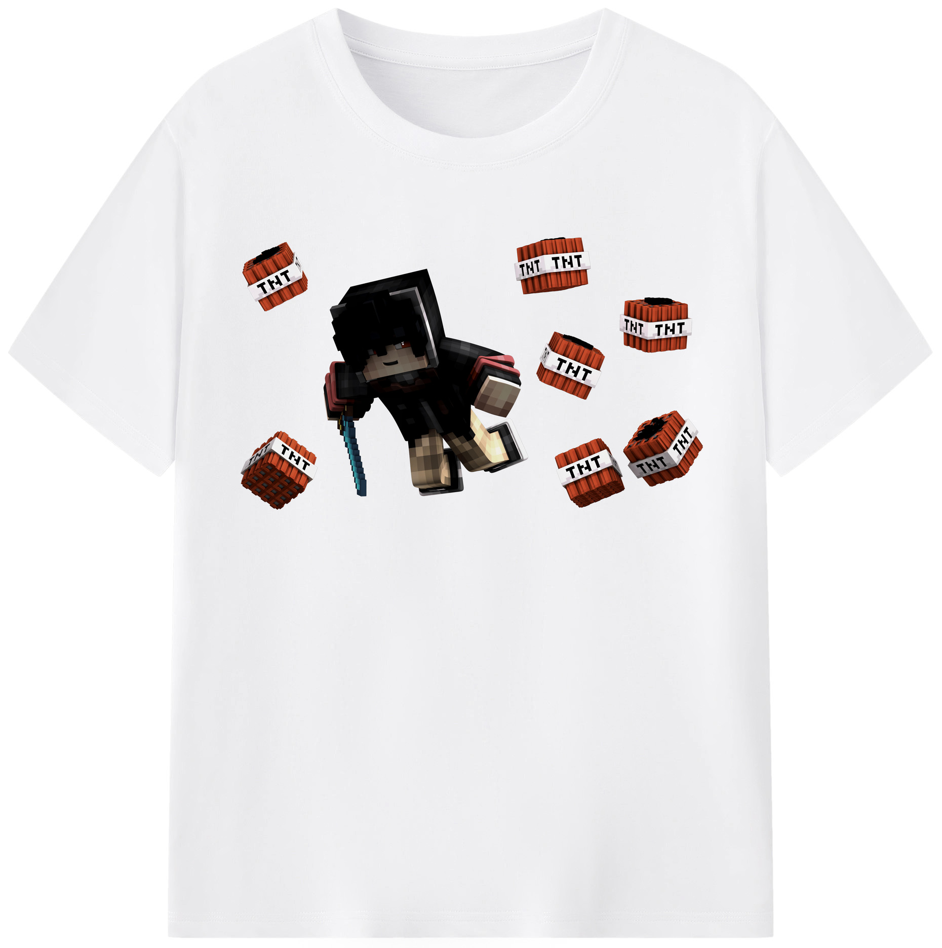 （画像用） マインクラフト ブロックの世界 Minecraft MC Block world 綿100％半袖Tシャツ（フロントプリント）