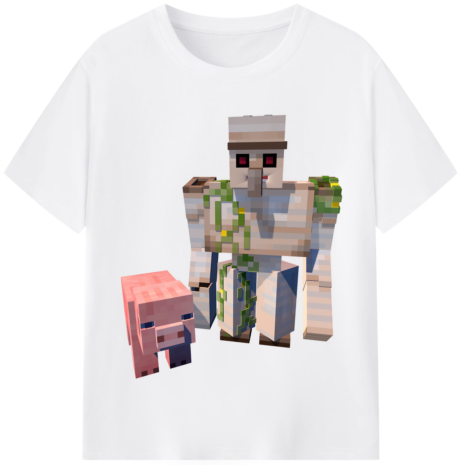 （画像用） マインクラフト ブロックの世界 Minecraft MC Block world 綿100％半袖Tシャツ（フロントプリント）