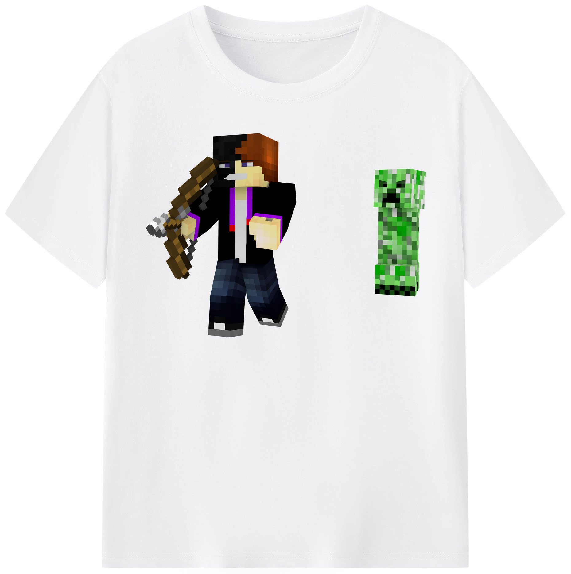 （画像用） マインクラフト ブロックの世界 Minecraft MC Block world 綿100％半袖Tシャツ（フロントプリント）