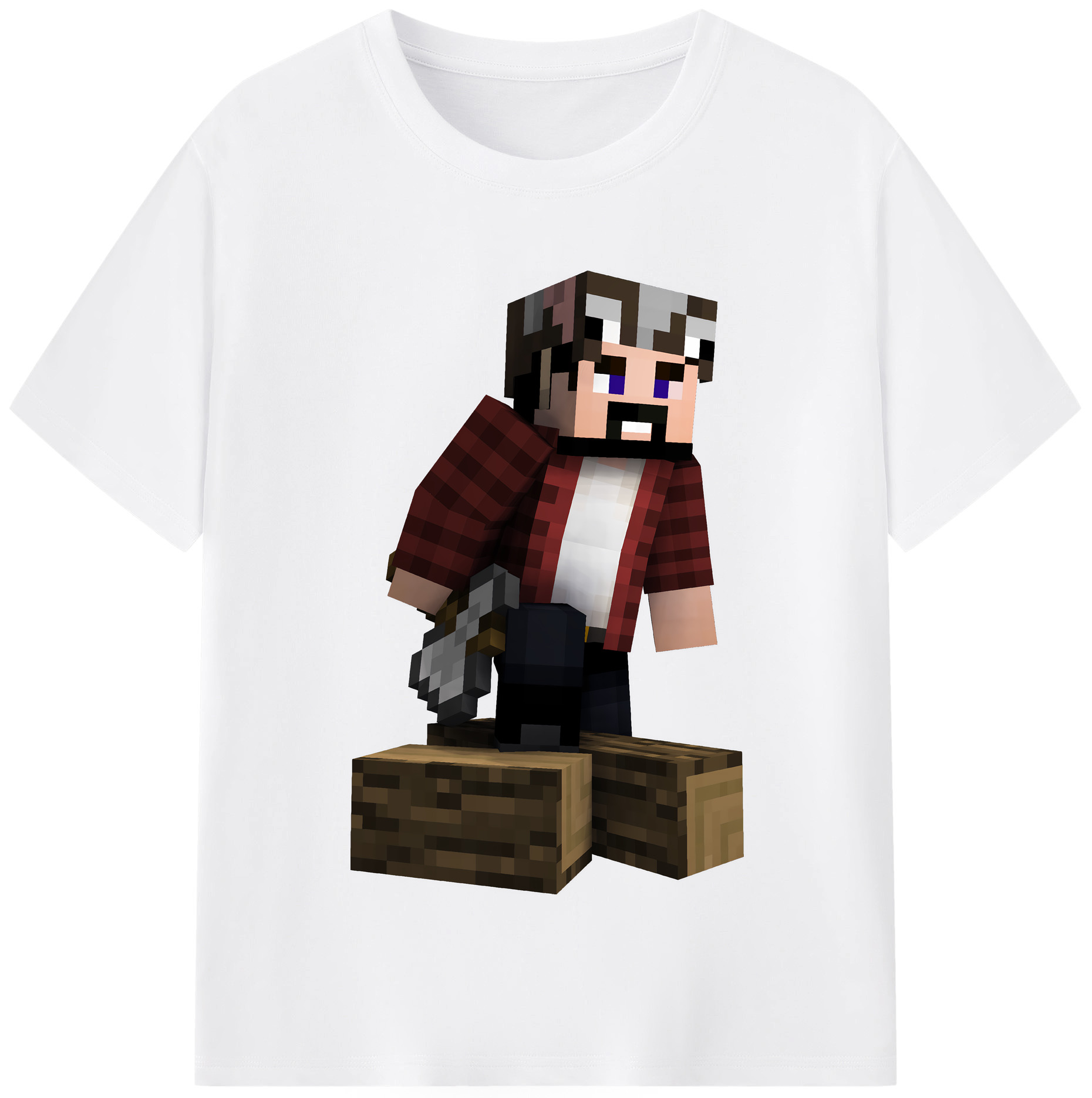 （画像用） マインクラフト ブロックの世界 Minecraft MC Block world 綿100％半袖Tシャツ（フロントプリント）