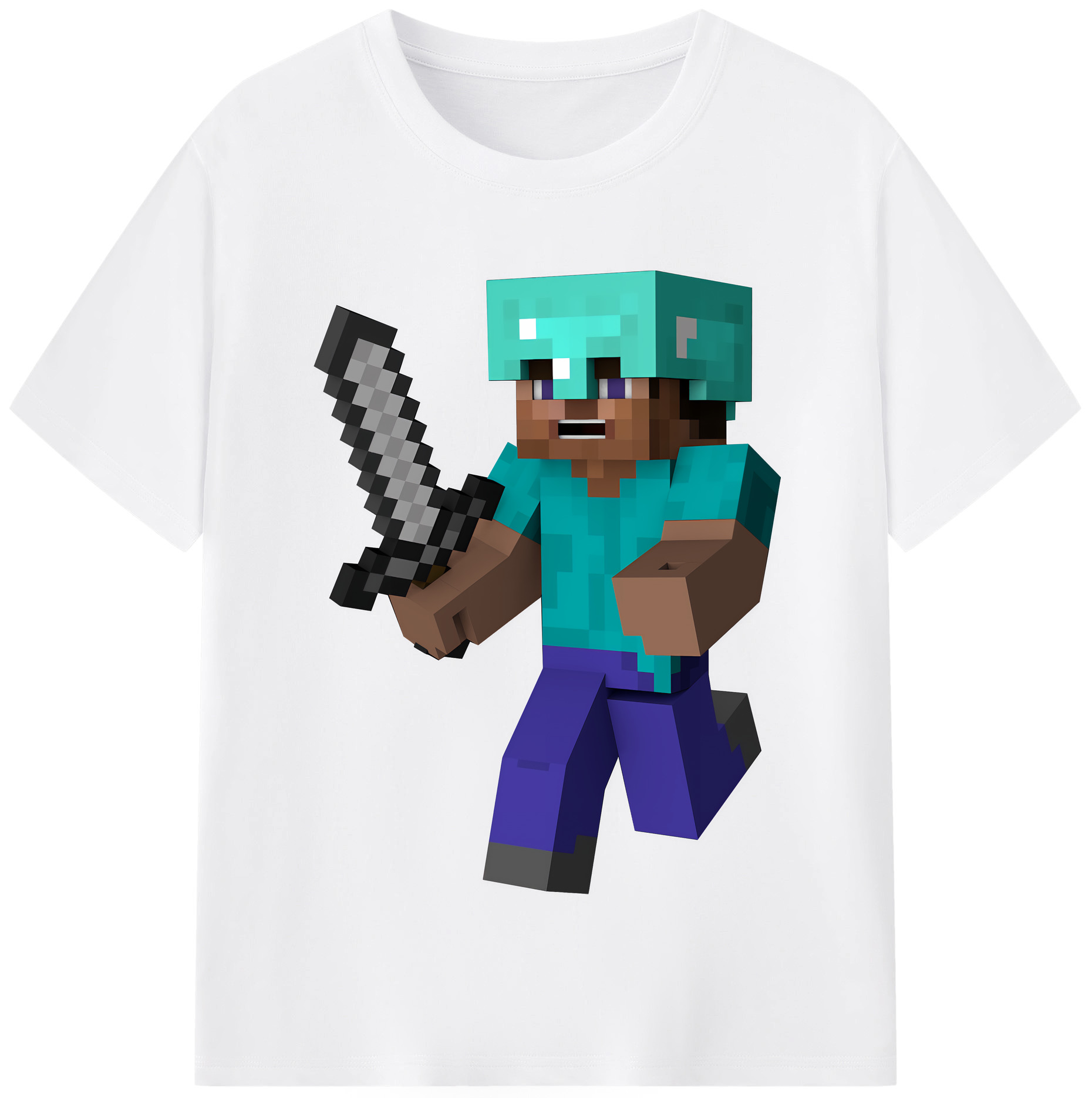 （画像用） マインクラフト ブロックの世界 Minecraft MC Block world 綿100％半袖Tシャツ（フロントプリント）