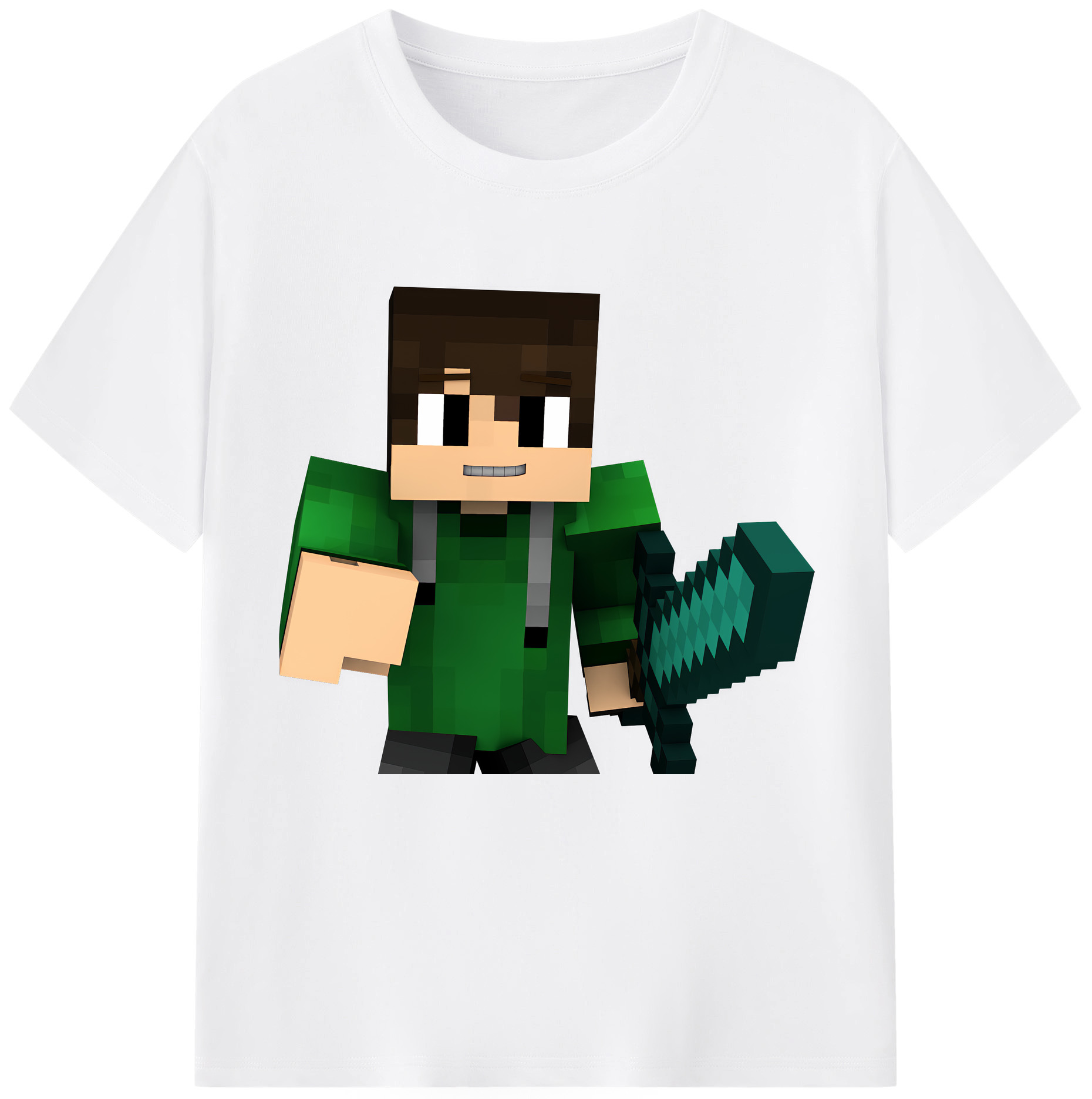 （画像用） マインクラフト ブロックの世界 Minecraft MC Block world 綿100％半袖Tシャツ（フロントプリント）