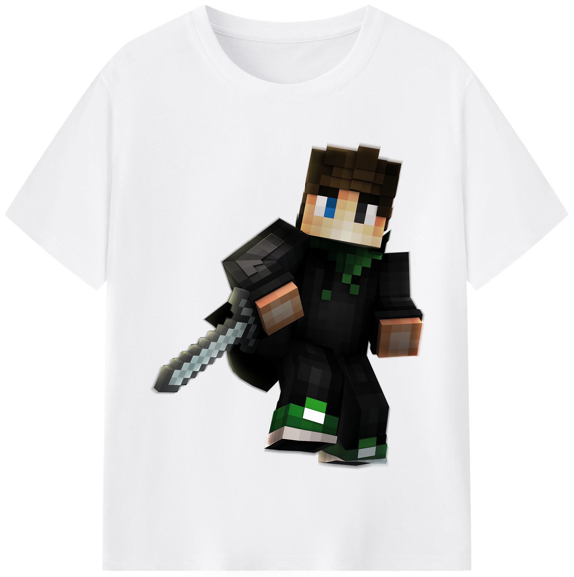 （画像用） マインクラフト ブロックの世界 Minecraft MC Block world 綿100％半袖Tシャツ（フロントプリント）