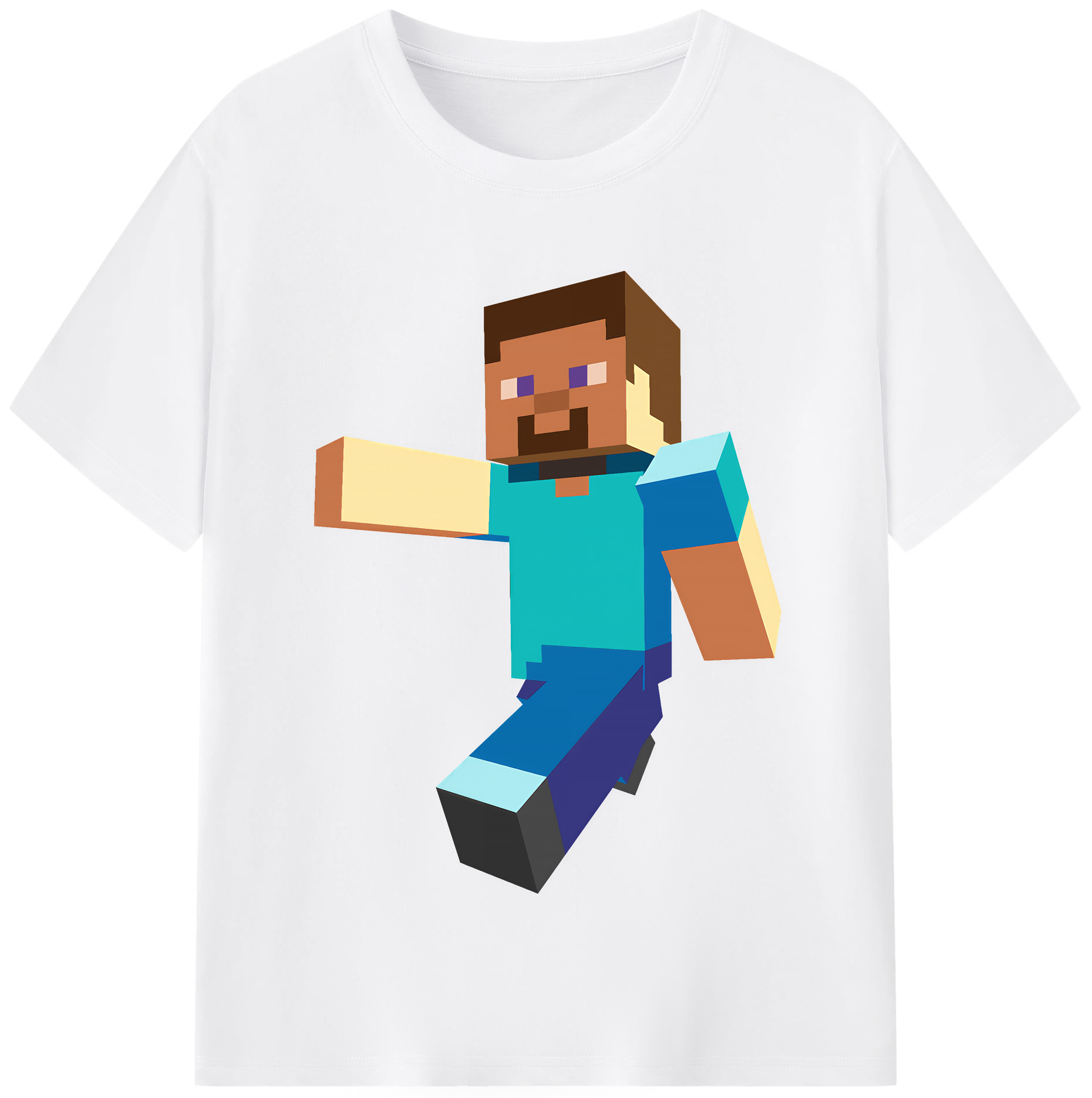 （画像用） マインクラフト ブロックの世界 Minecraft MC Block world 綿100％半袖Tシャツ（フロントプリント）