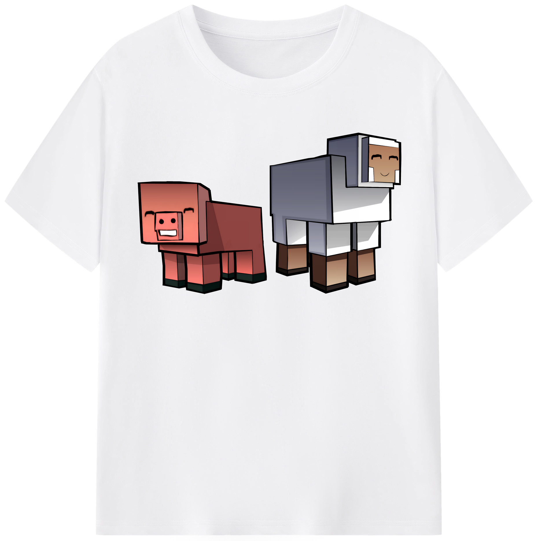 （画像用） マインクラフト ブロックの世界 Minecraft MC Block world 綿100％半袖Tシャツ（フロントプリント）