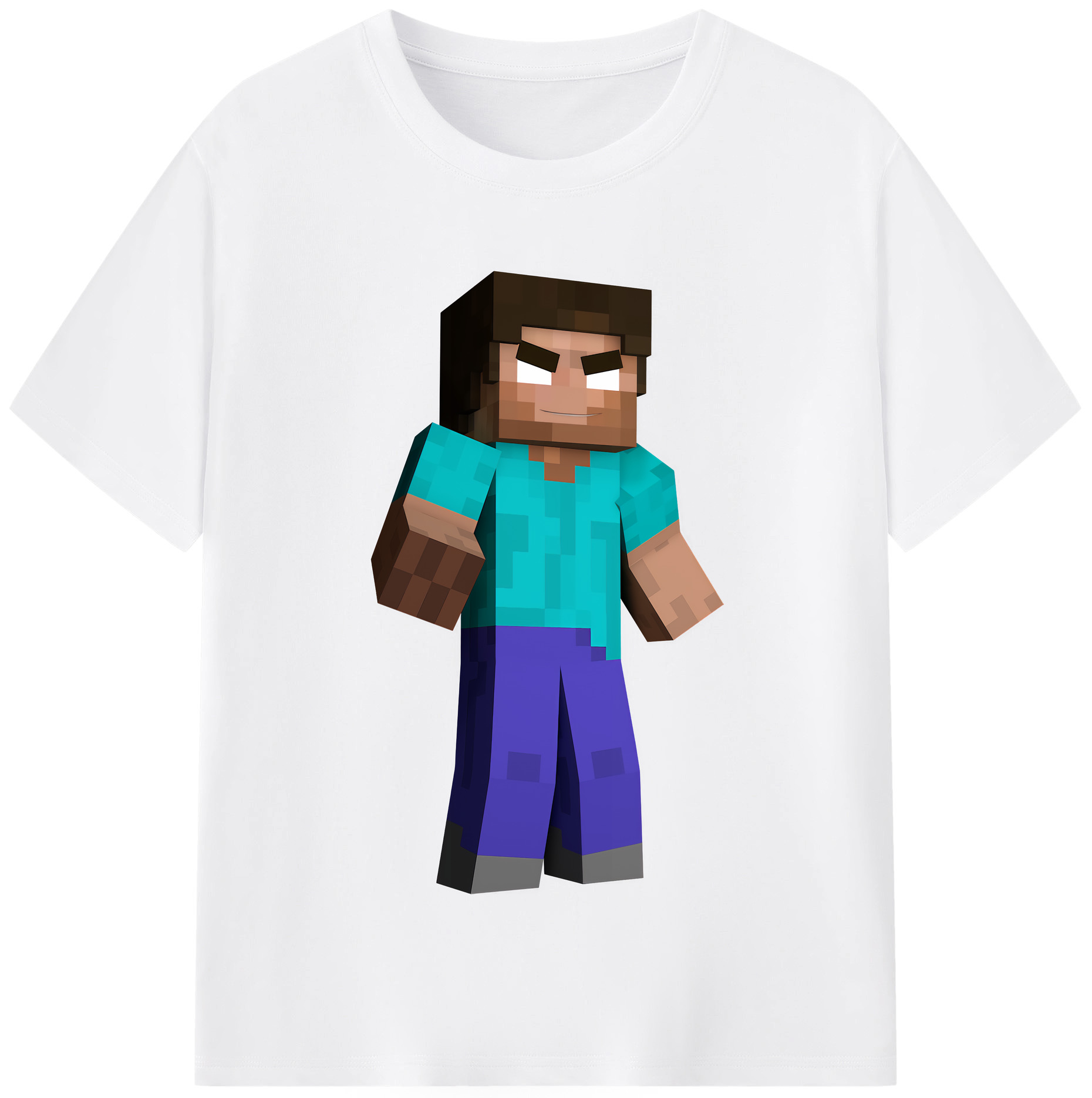 （画像用） マインクラフト ブロックの世界 Minecraft MC Block world 綿100％半袖Tシャツ（フロントプリント）
