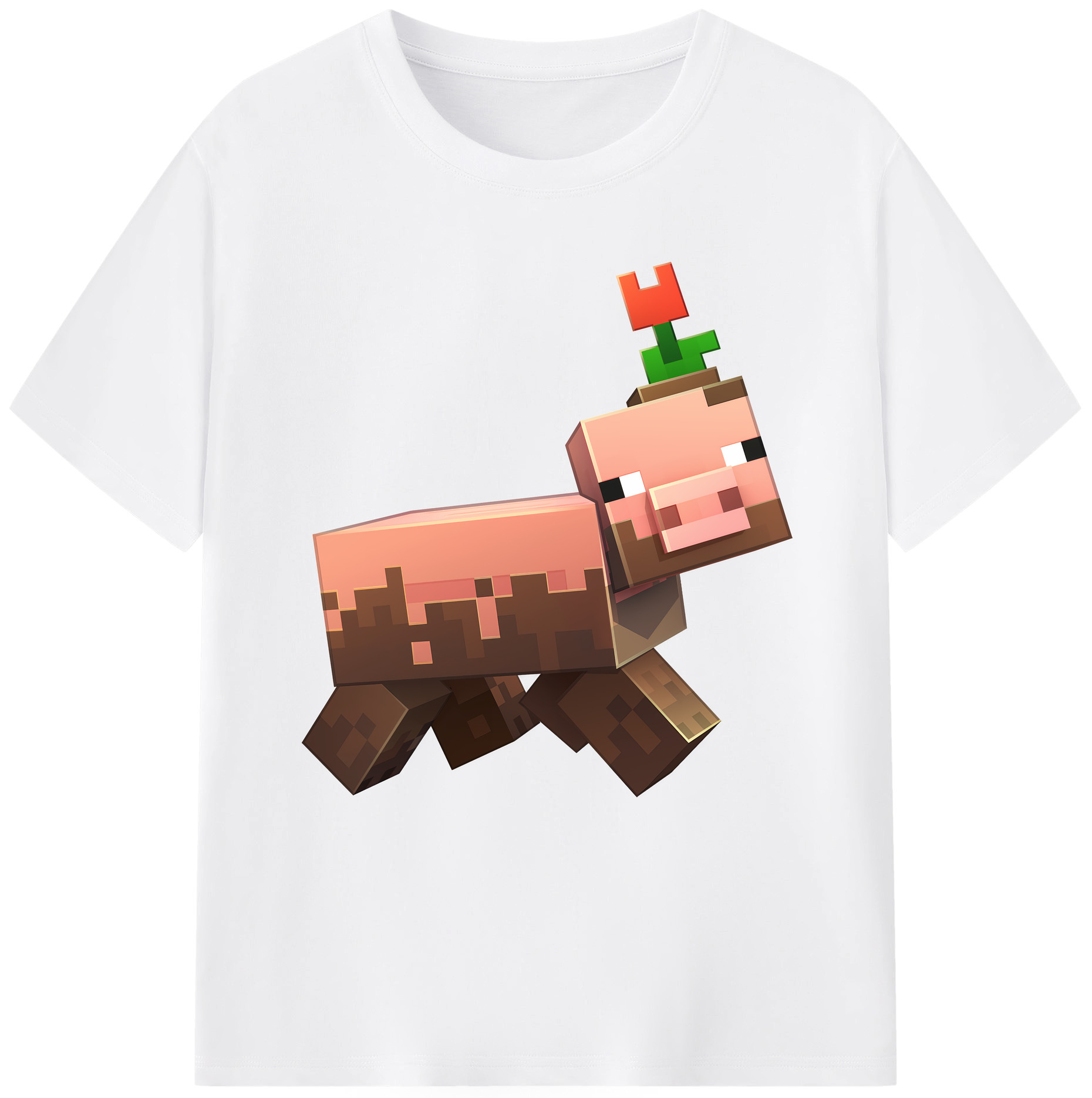 （画像用） マインクラフト ブロックの世界 Minecraft MC Block world 綿100％半袖Tシャツ（フロントプリント）