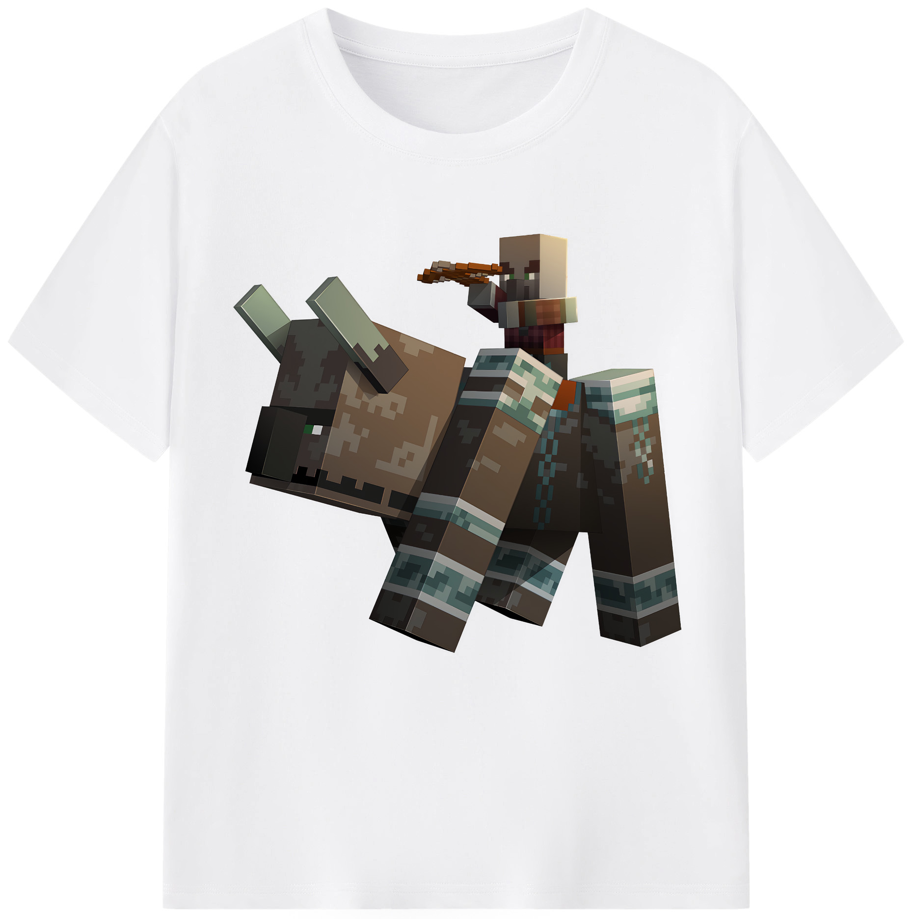 （画像用） マインクラフト ブロックの世界 Minecraft MC Block world 綿100％半袖Tシャツ（フロントプリント）