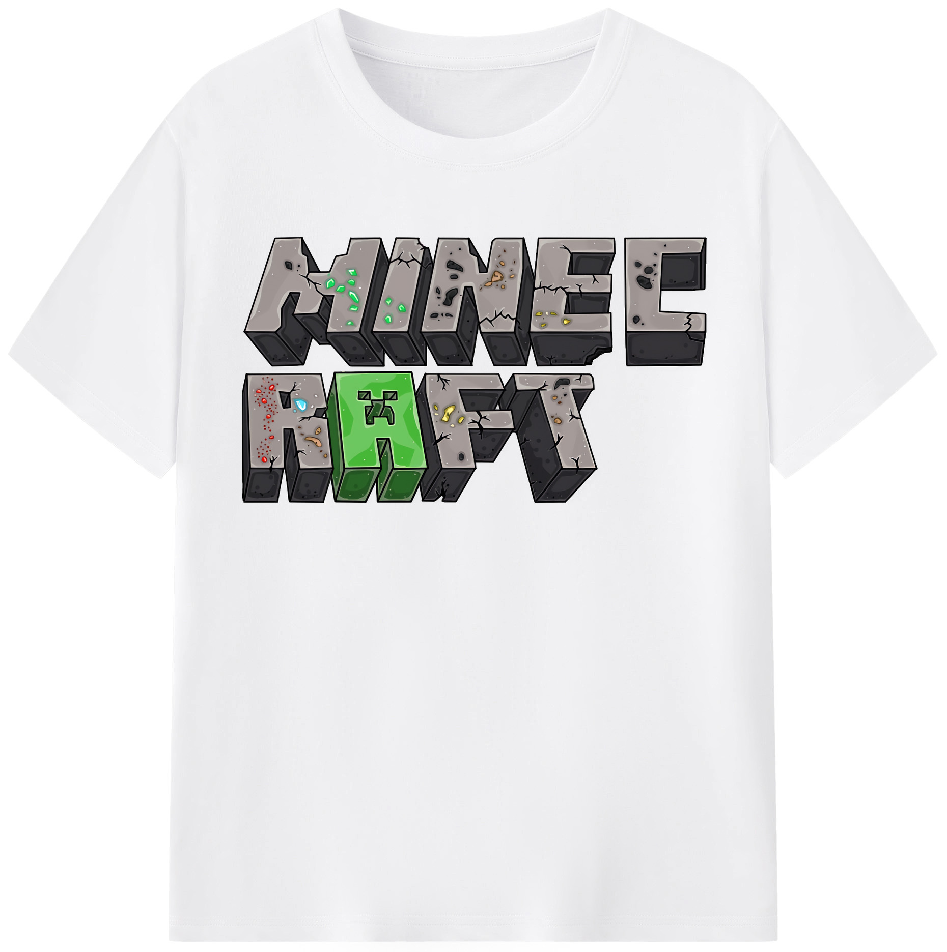 （画像用） マインクラフト ブロックの世界 Minecraft MC Block world 綿100％半袖Tシャツ（フロントプリント）