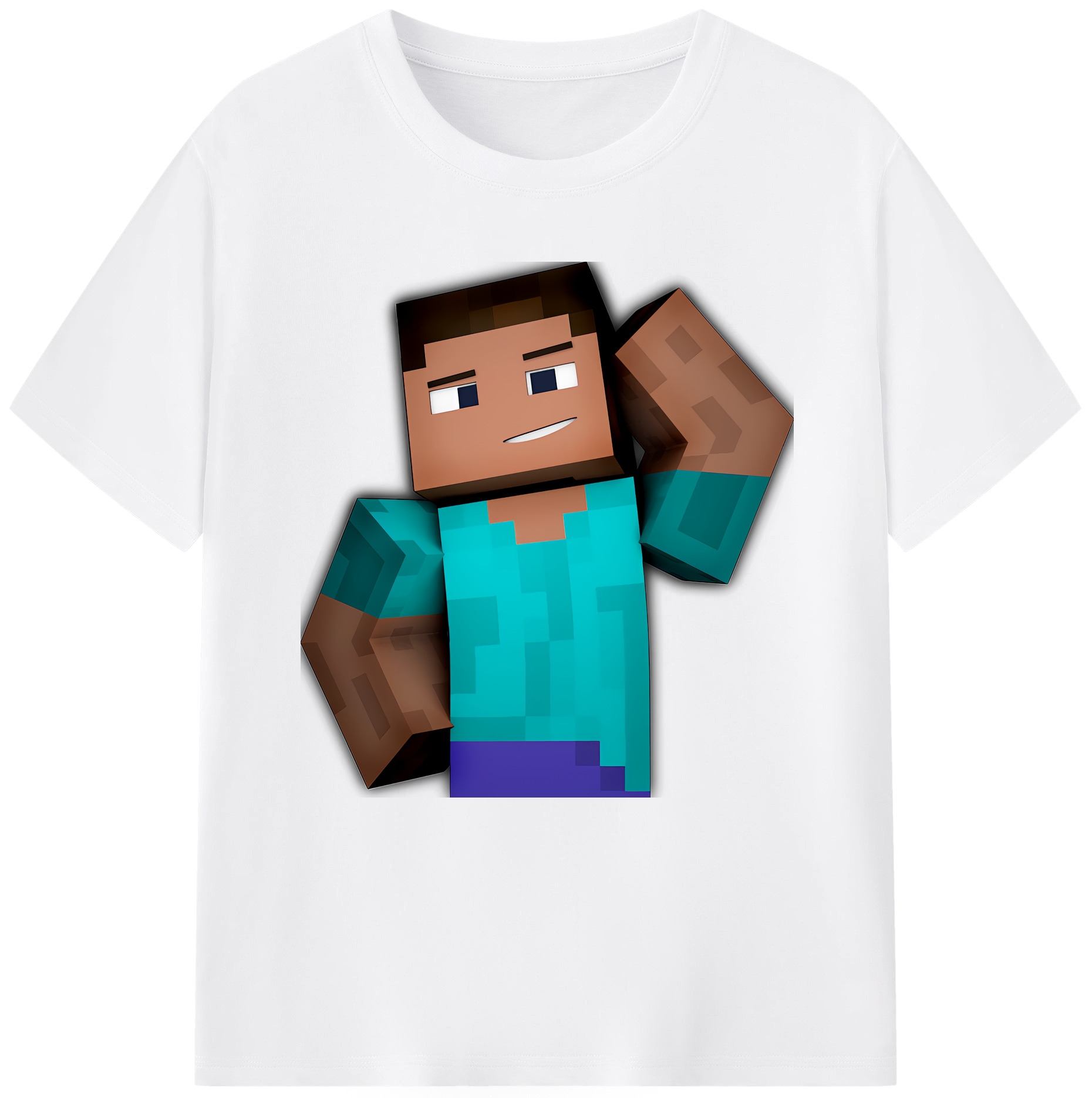 （画像用） マインクラフト ブロックの世界 Minecraft MC Block world 綿100％半袖Tシャツ（フロントプリント）