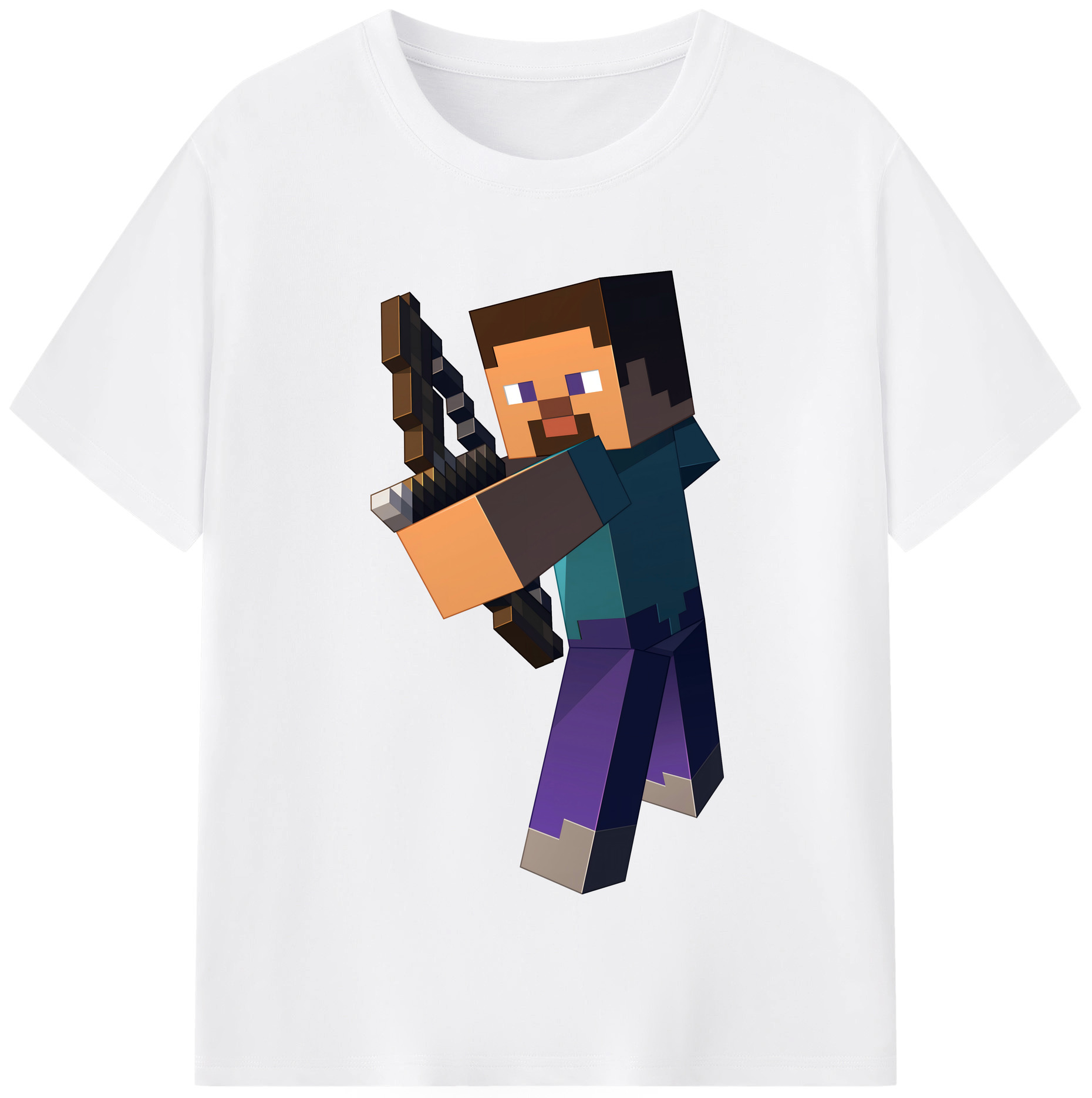 （画像用） マインクラフト ブロックの世界 Minecraft MC Block world 綿100％半袖Tシャツ（フロントプリント）
