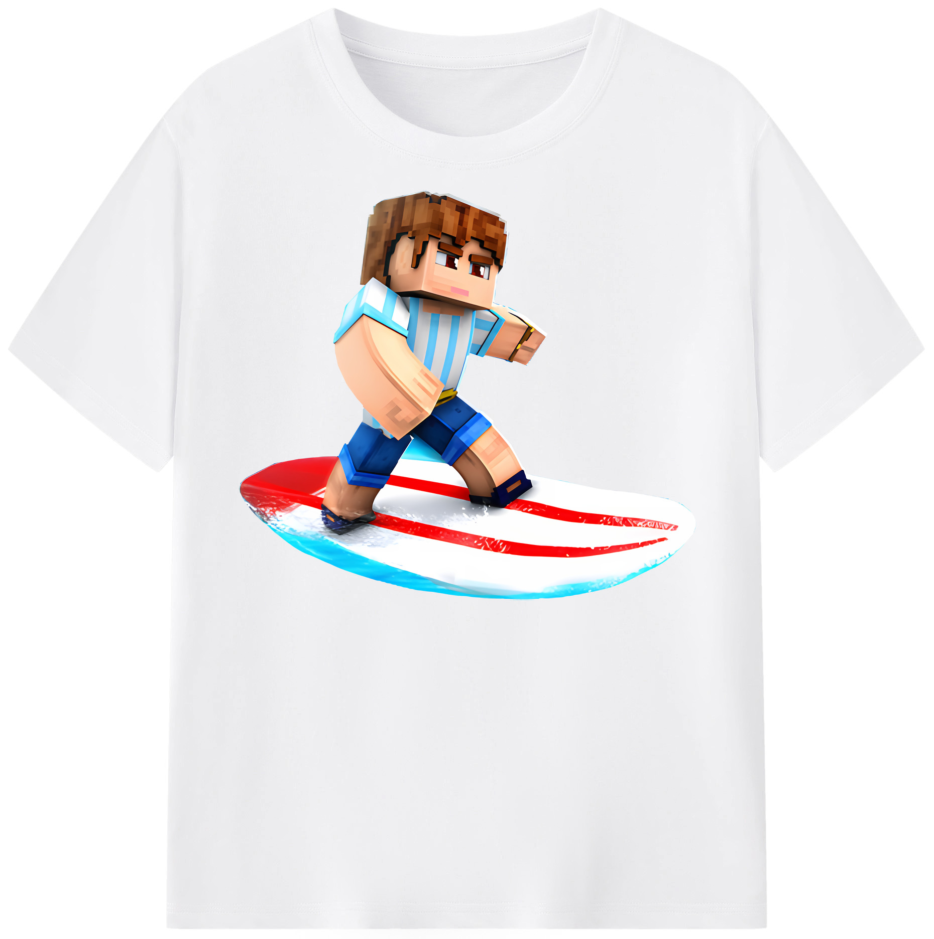 （画像用） マインクラフト ブロックの世界 Minecraft MC Block world 綿100％半袖Tシャツ（フロントプリント）