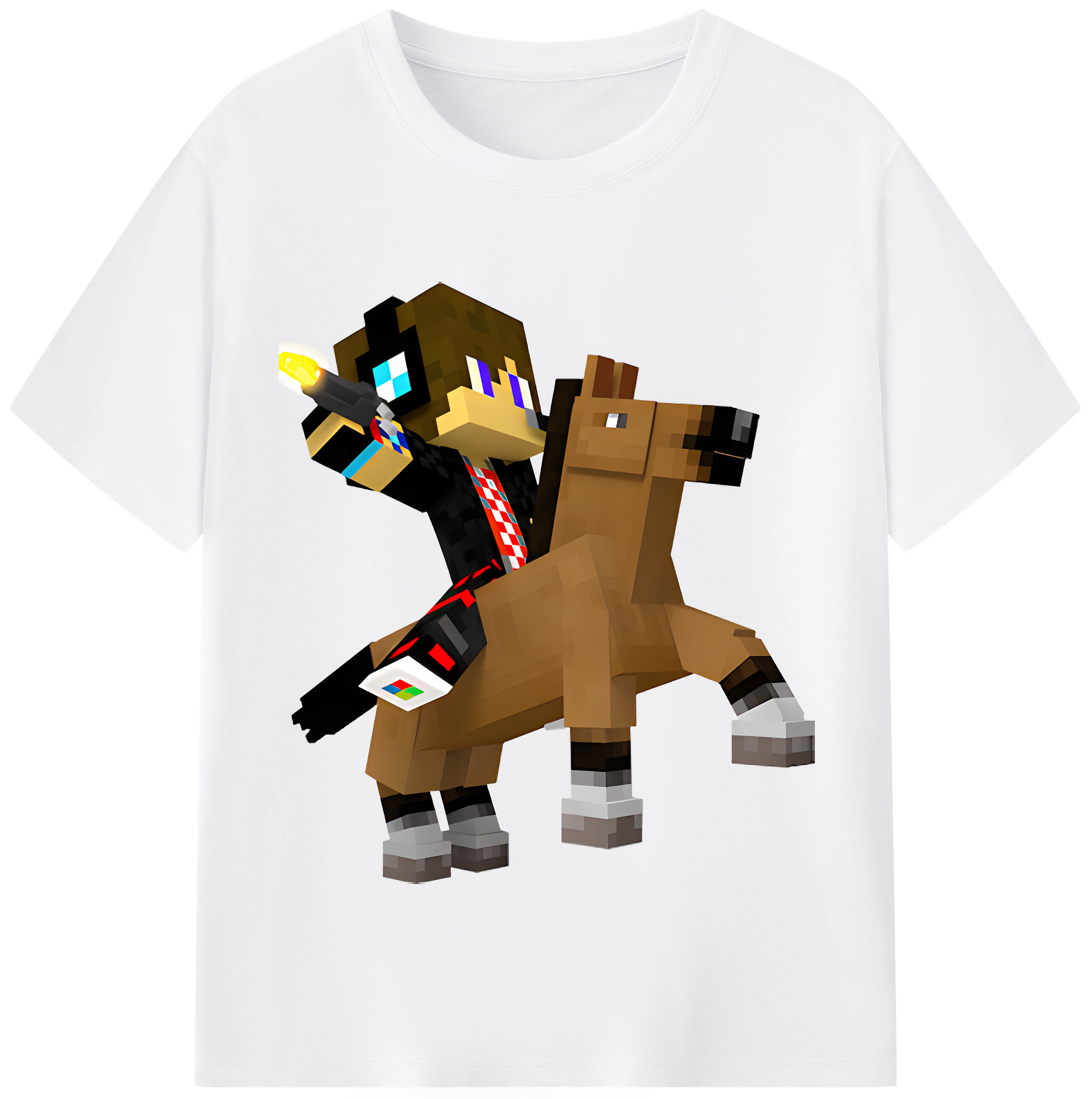 （画像用） マインクラフト ブロックの世界 Minecraft MC Block world 綿100％半袖Tシャツ（フロントプリント）