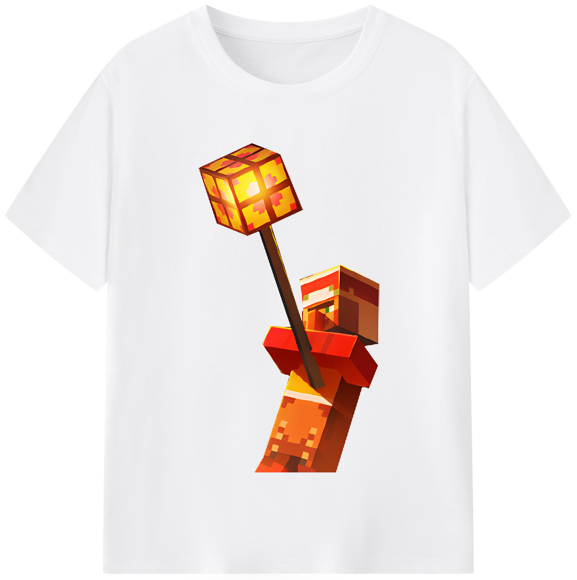 （画像用） マインクラフト ブロックの世界 Minecraft MC Block world 綿100％半袖Tシャツ（フロントプリント）