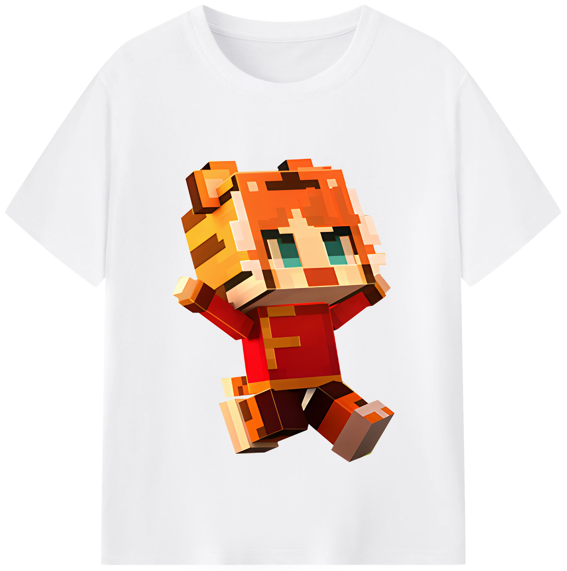 （画像用） マインクラフト ブロックの世界 Minecraft MC Block world 綿100％半袖Tシャツ（フロントプリント）