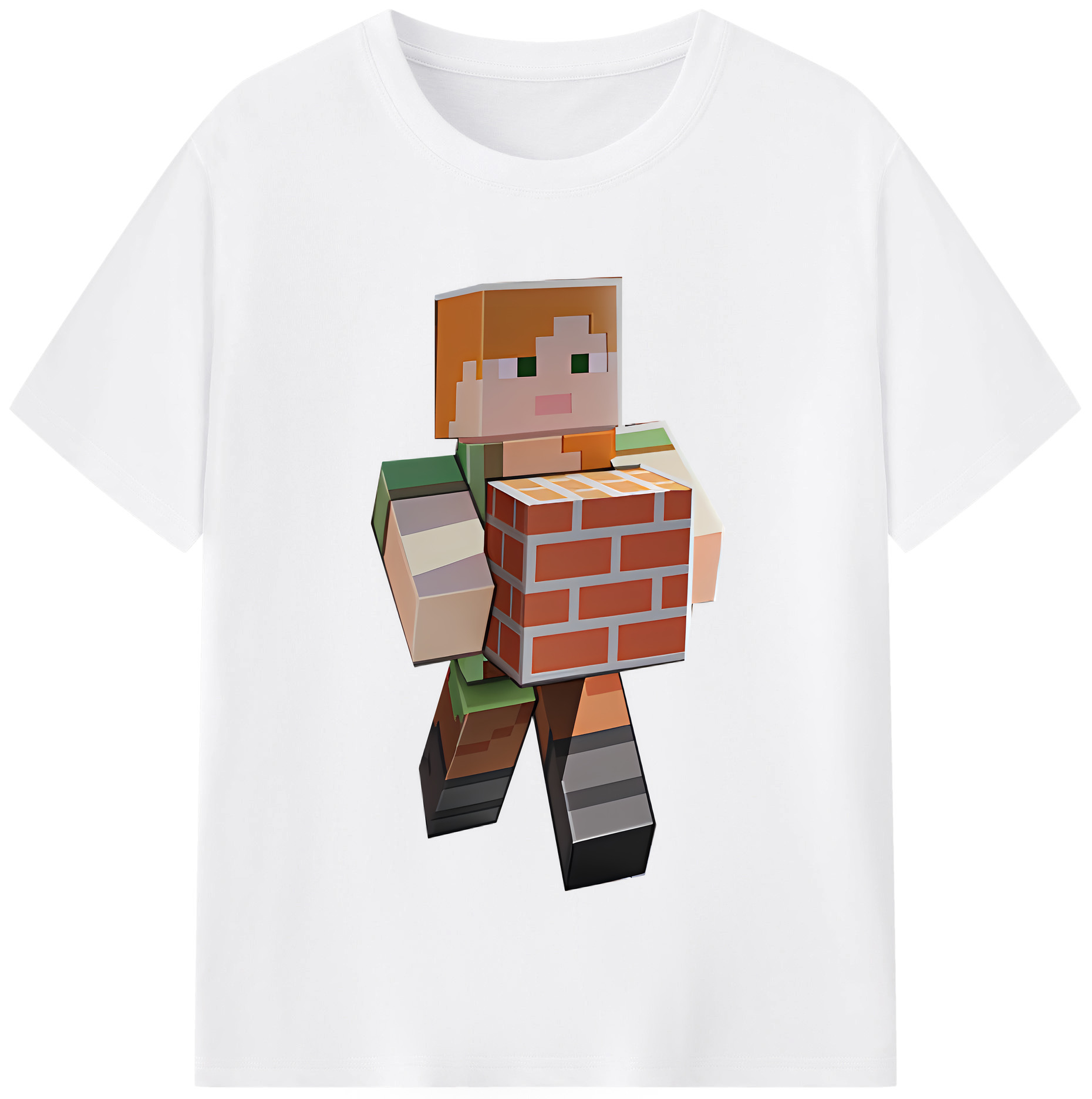 （画像用） マインクラフト ブロックの世界 Minecraft MC Block world 綿100％半袖Tシャツ（フロントプリント）