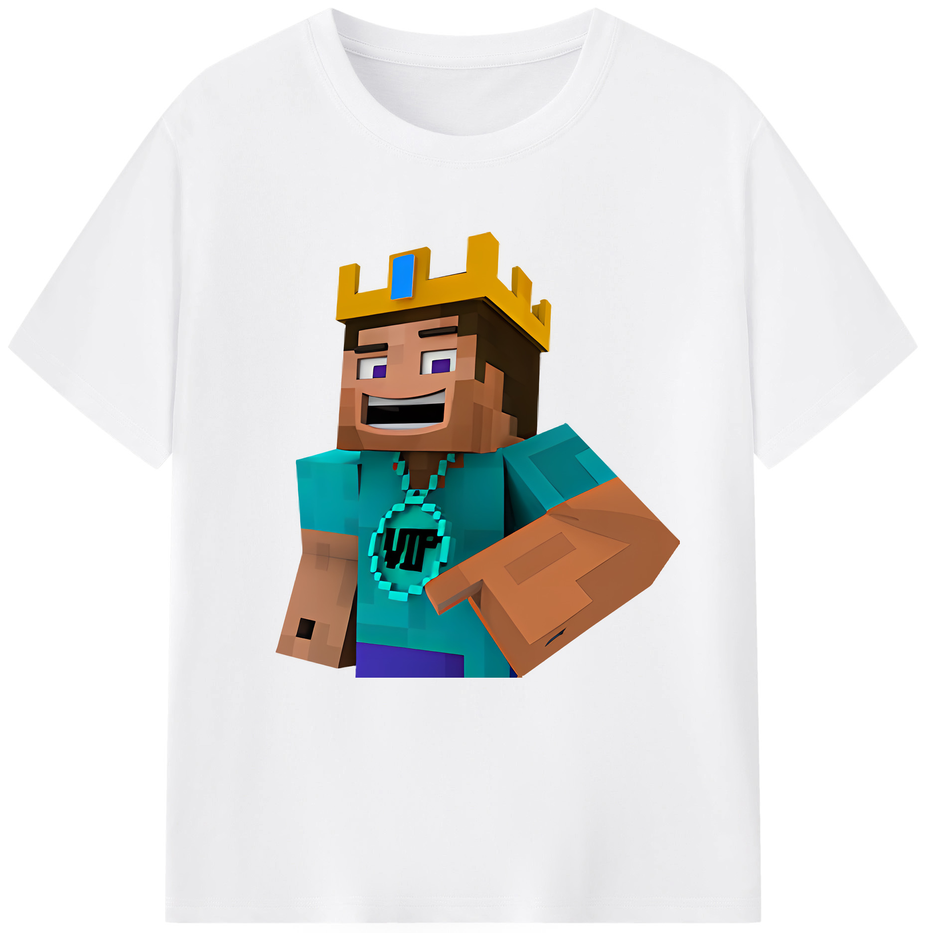 （画像用） マインクラフト ブロックの世界 Minecraft MC Block world 綿100％半袖Tシャツ（フロントプリント）