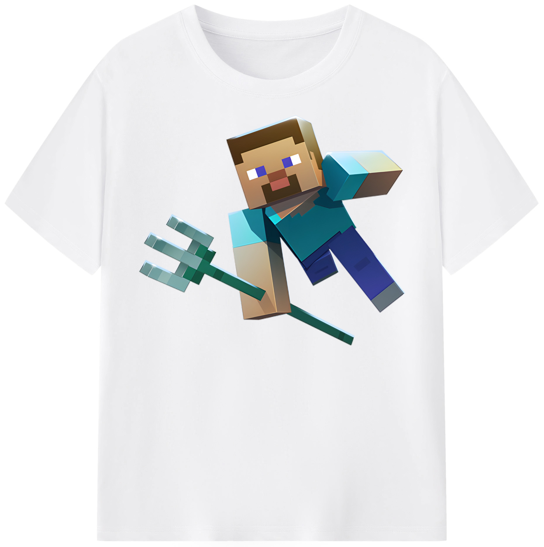（画像用） マインクラフト ブロックの世界 Minecraft MC Block world 綿100％半袖Tシャツ（フロントプリント）