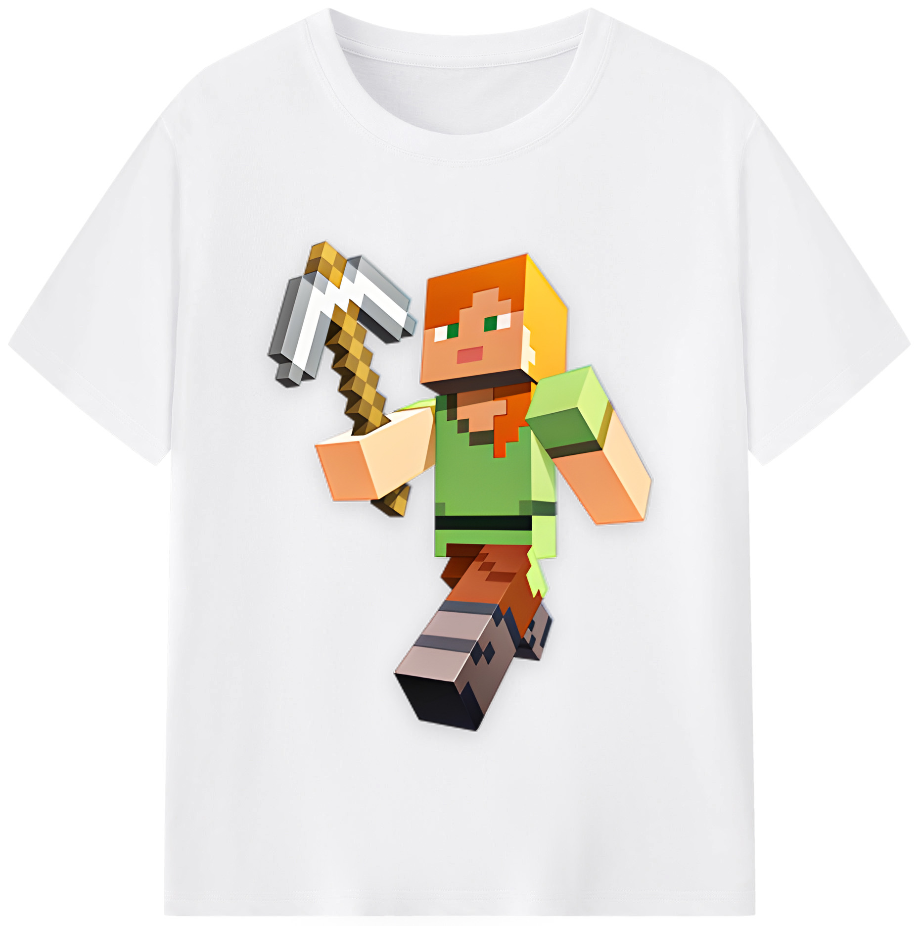 （画像用） マインクラフト ブロックの世界 Minecraft MC Block world 綿100％半袖Tシャツ（フロントプリント）