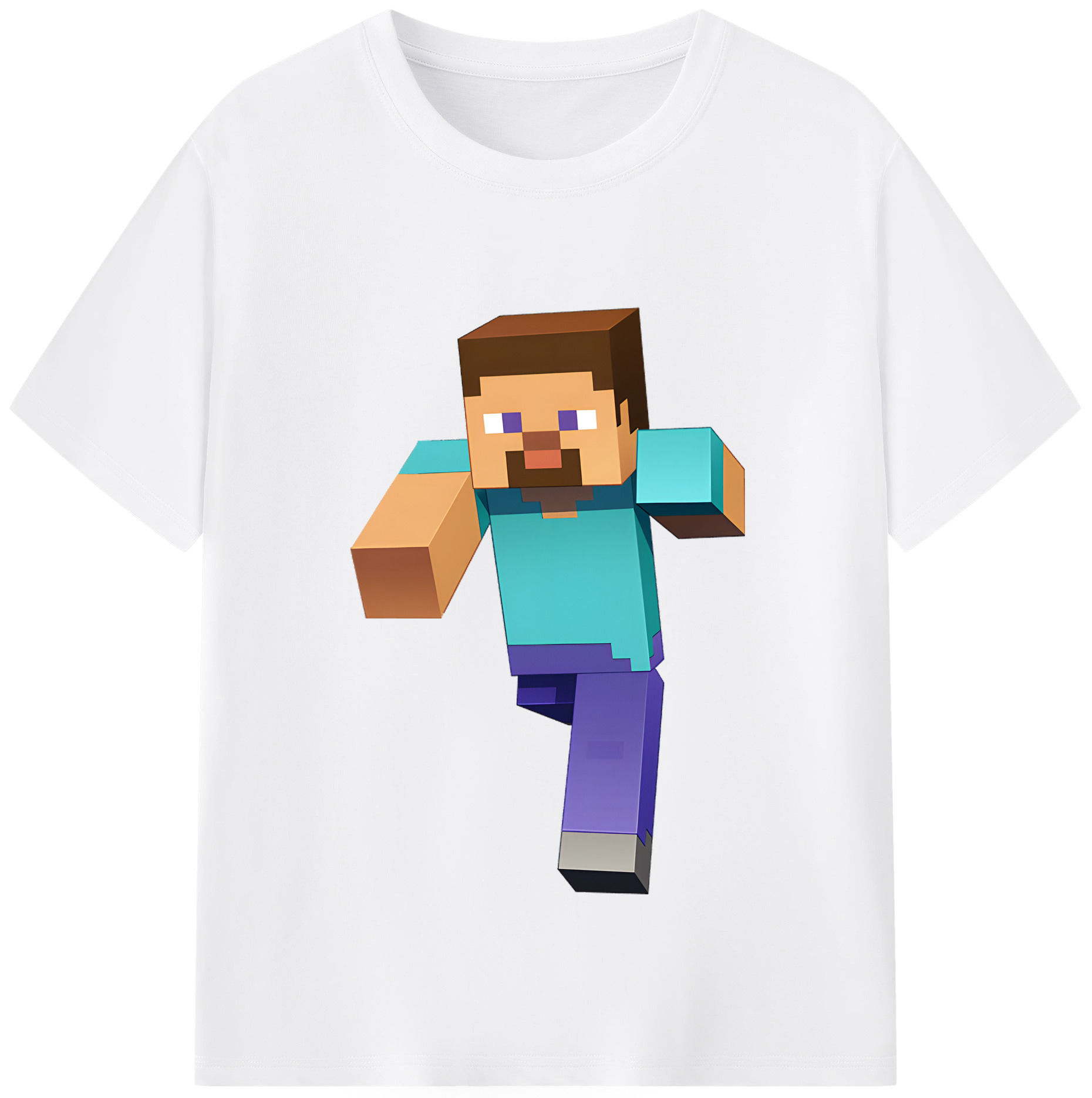 （画像用） マインクラフト ブロックの世界 Minecraft MC Block world 綿100％半袖Tシャツ（フロントプリント）
