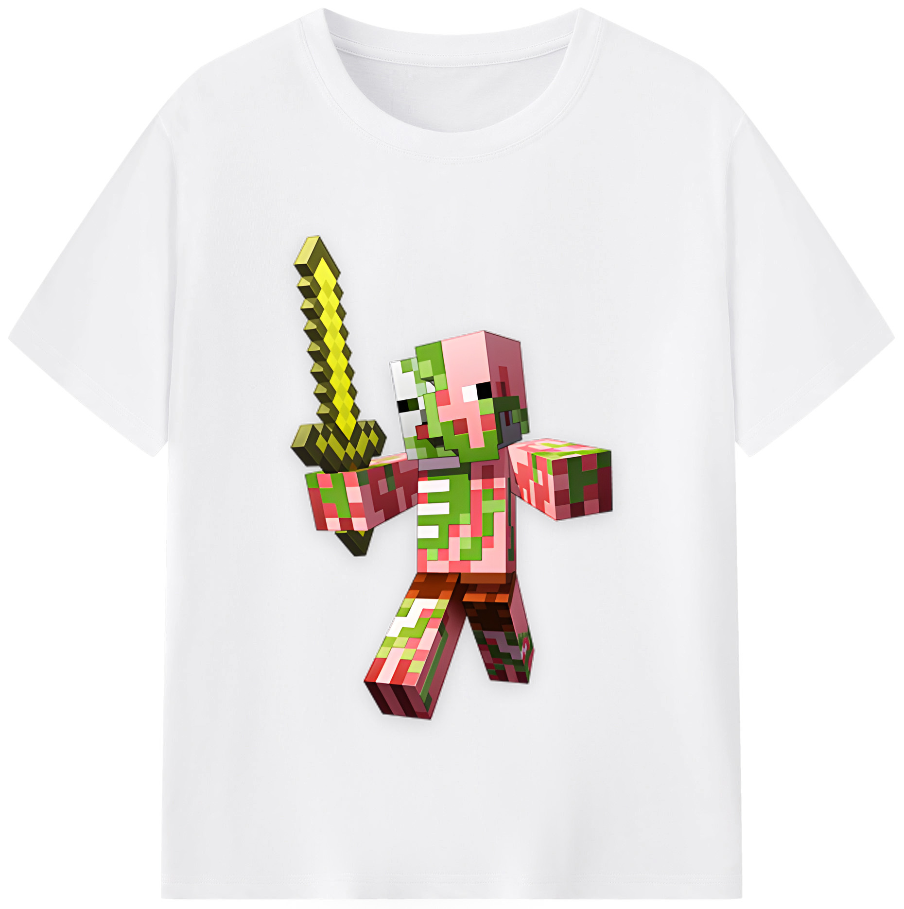 （画像用） マインクラフト ブロックの世界 Minecraft MC Block world 綿100％半袖Tシャツ（フロントプリント）