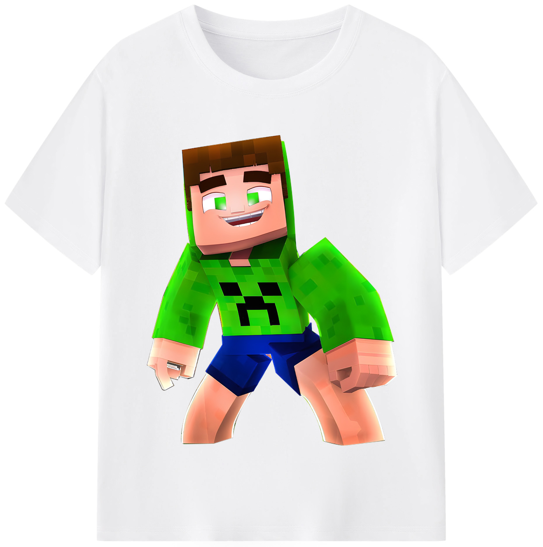 （画像用） マインクラフト ブロックの世界 Minecraft MC Block world 綿100％半袖Tシャツ（フロントプリント）
