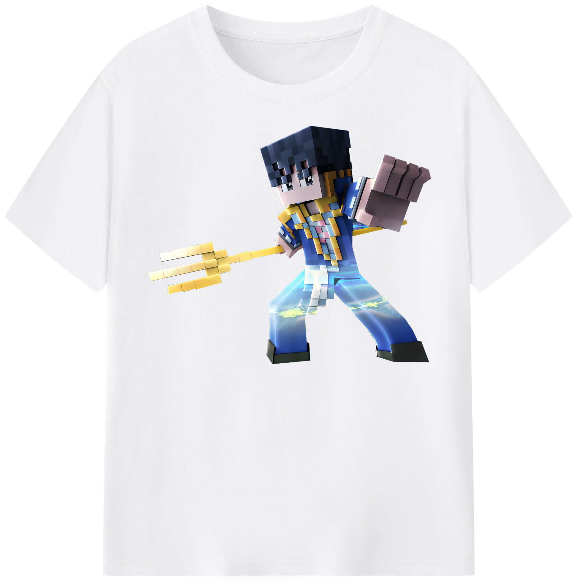（画像用） マインクラフト ブロックの世界 Minecraft MC Block world 綿100％半袖Tシャツ（フロントプリント）