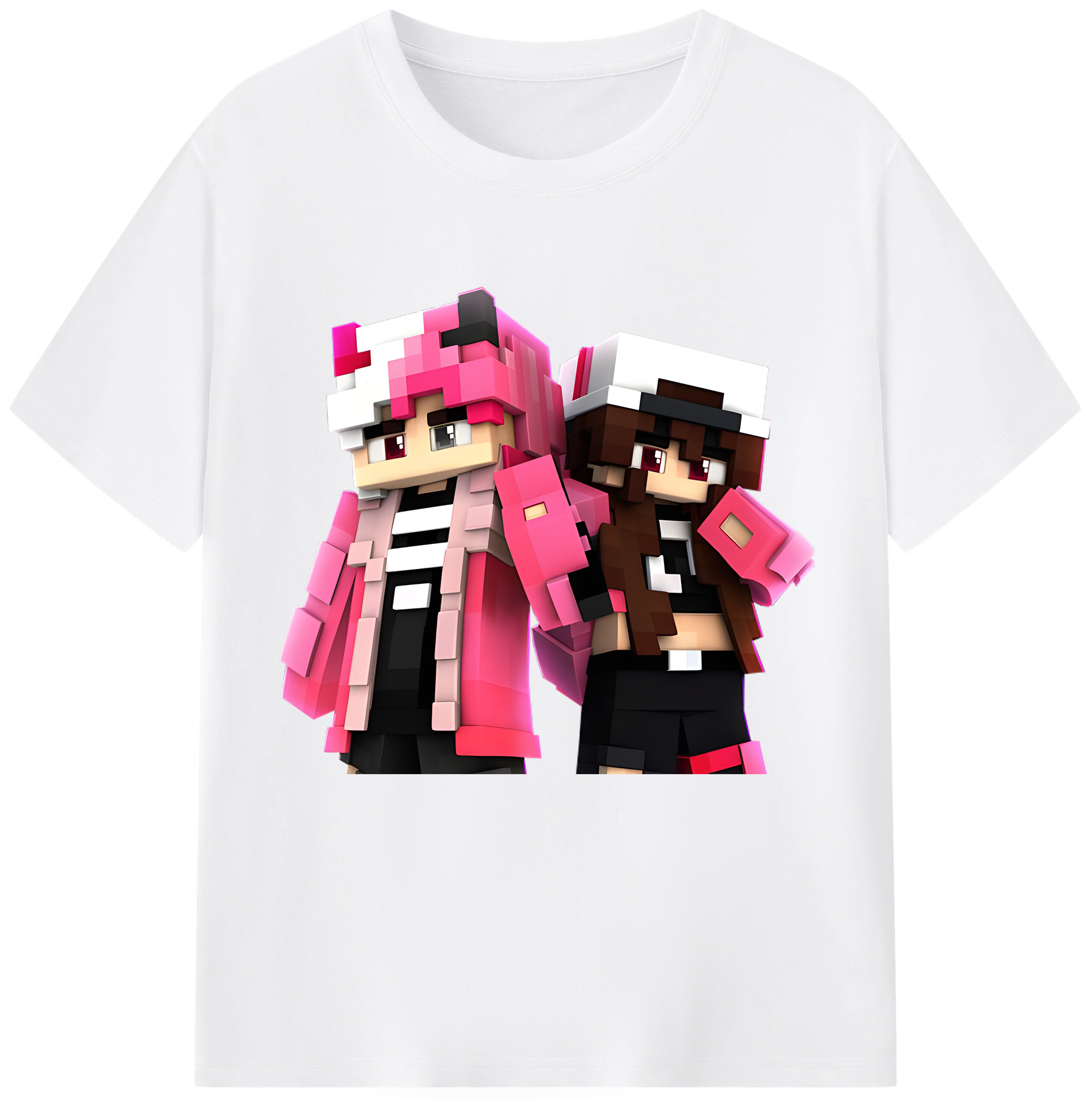 （画像用） マインクラフト ブロックの世界 Minecraft MC Block world 綿100％半袖Tシャツ（フロントプリント）