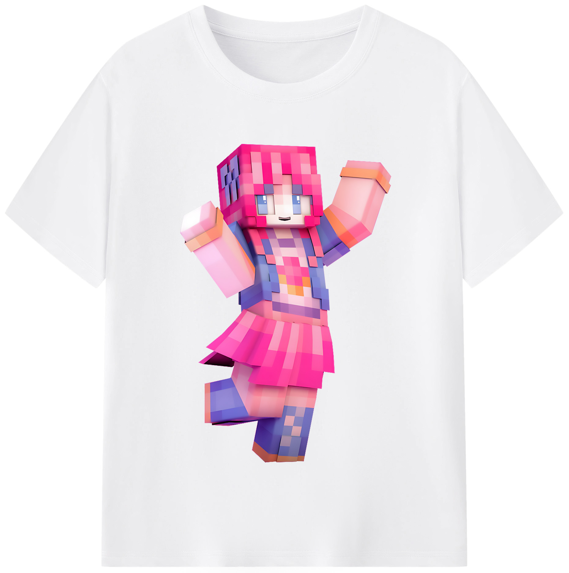 （画像用） マインクラフト ブロックの世界 Minecraft MC Block world 綿100％半袖Tシャツ（フロントプリント）