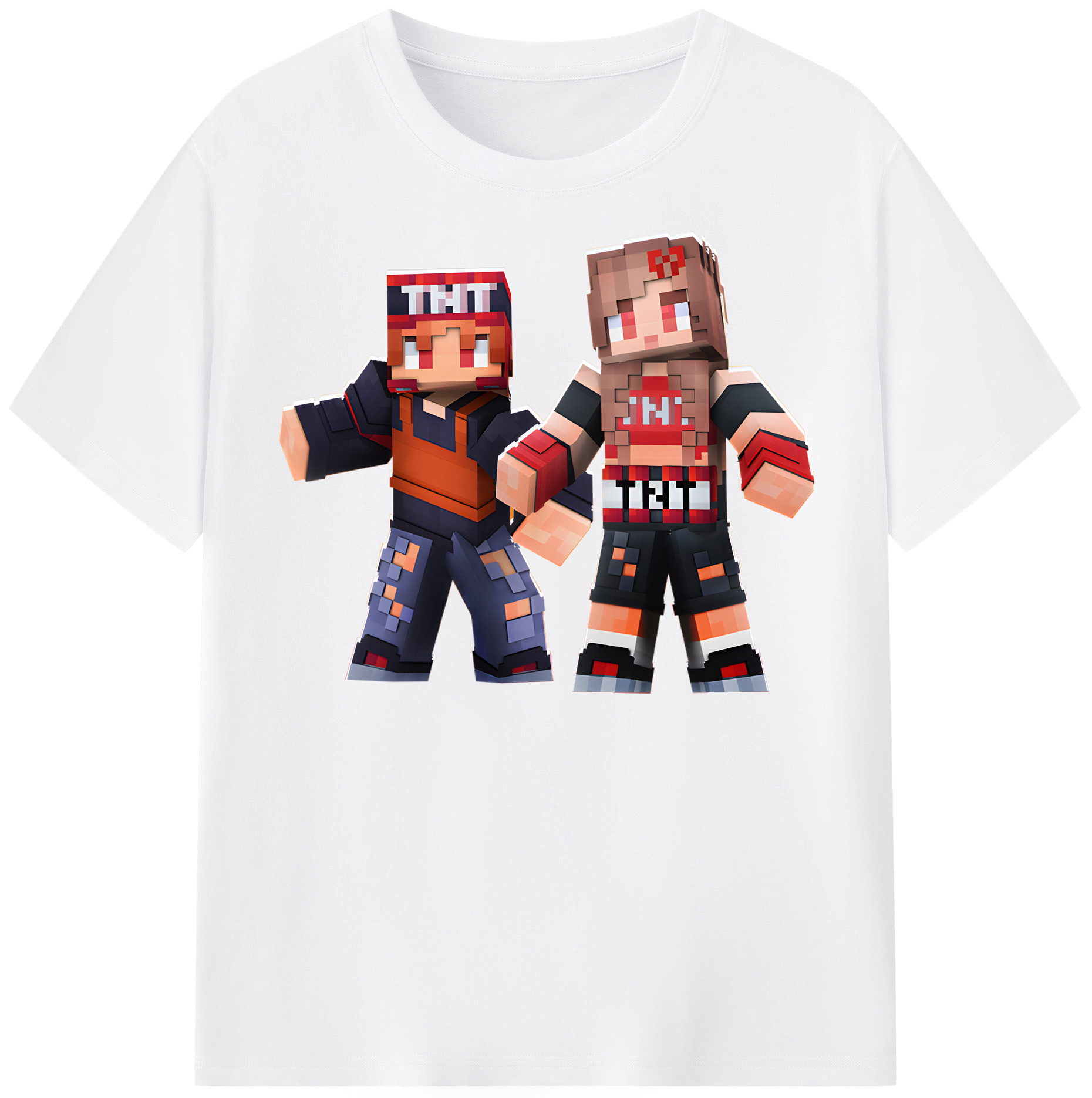 （画像用） マインクラフト ブロックの世界 Minecraft MC Block world 綿100％半袖Tシャツ（フロントプリント）