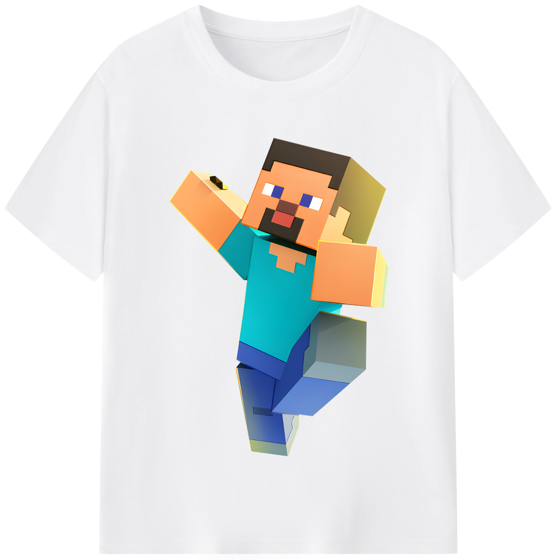 （画像用） マインクラフト ブロックの世界 Minecraft MC Block world 綿100％半袖Tシャツ（フロントプリント）