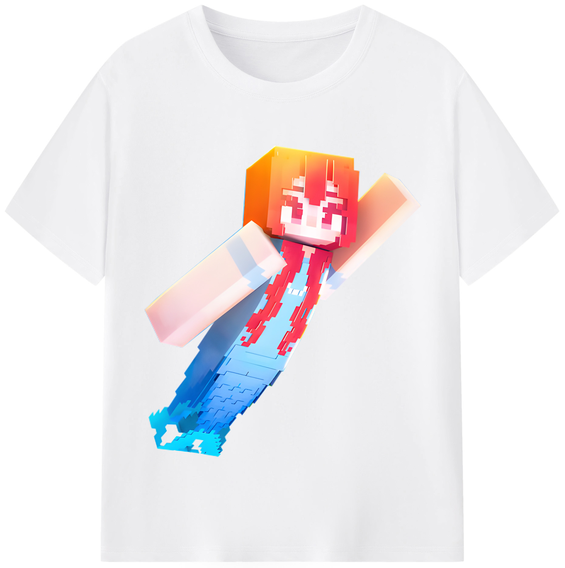 （画像用） マインクラフト ブロックの世界 Minecraft MC Block world 綿100％半袖Tシャツ（フロントプリント）