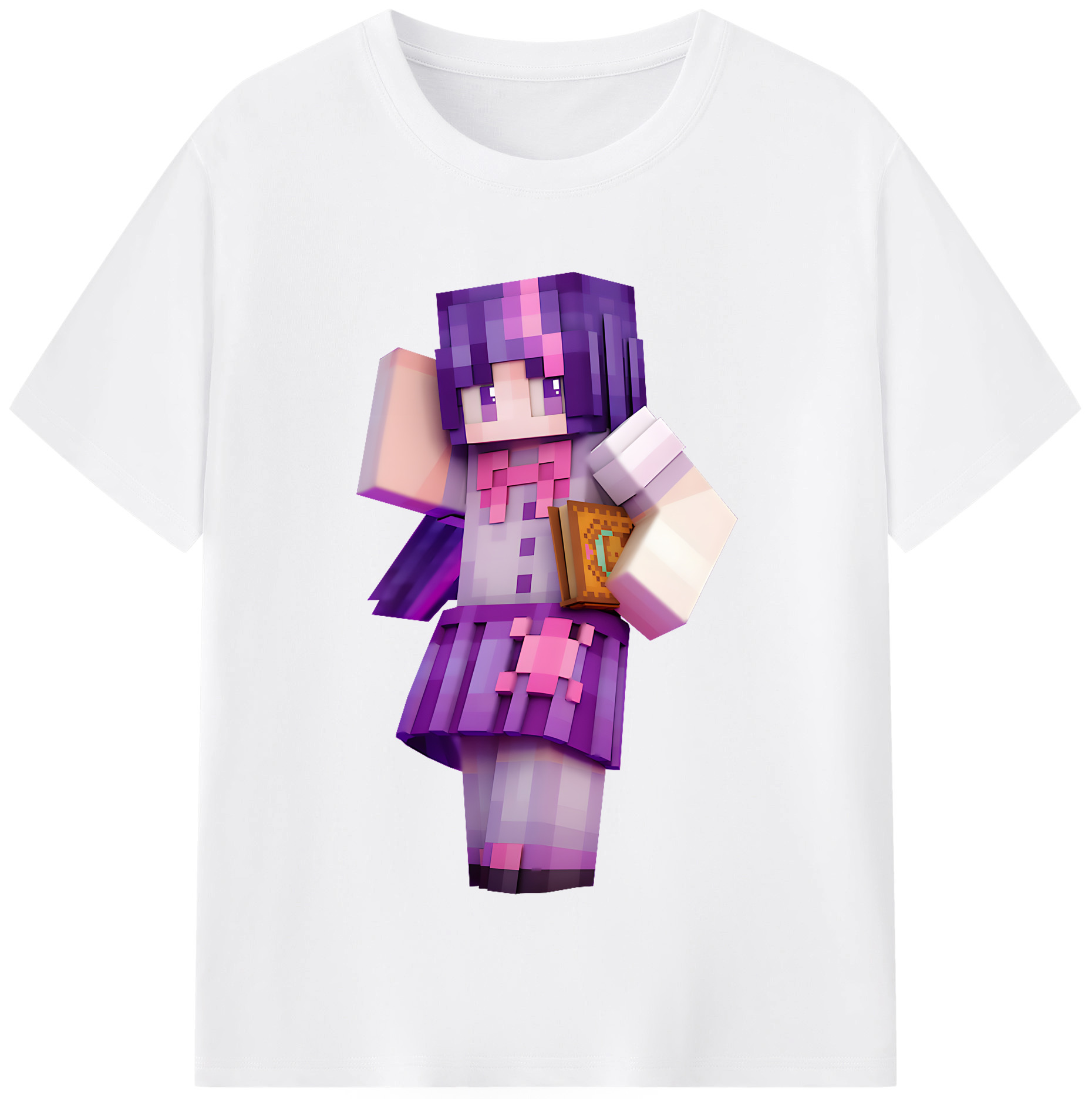 （画像用） マインクラフト ブロックの世界 Minecraft MC Block world 綿100％半袖Tシャツ（フロントプリント）