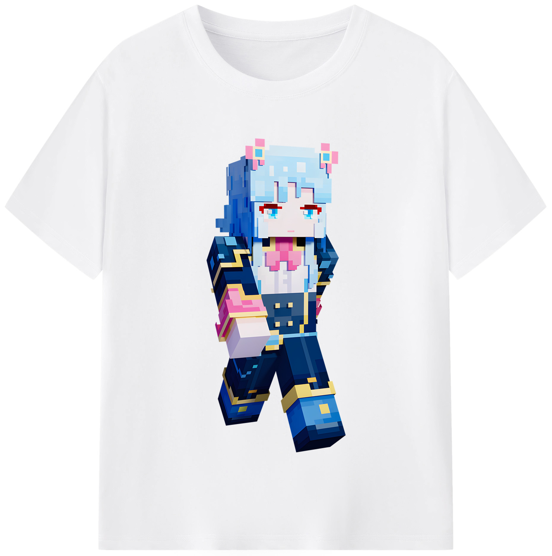 （画像用） マインクラフト ブロックの世界 Minecraft MC Block world 綿100％半袖Tシャツ（フロントプリント）