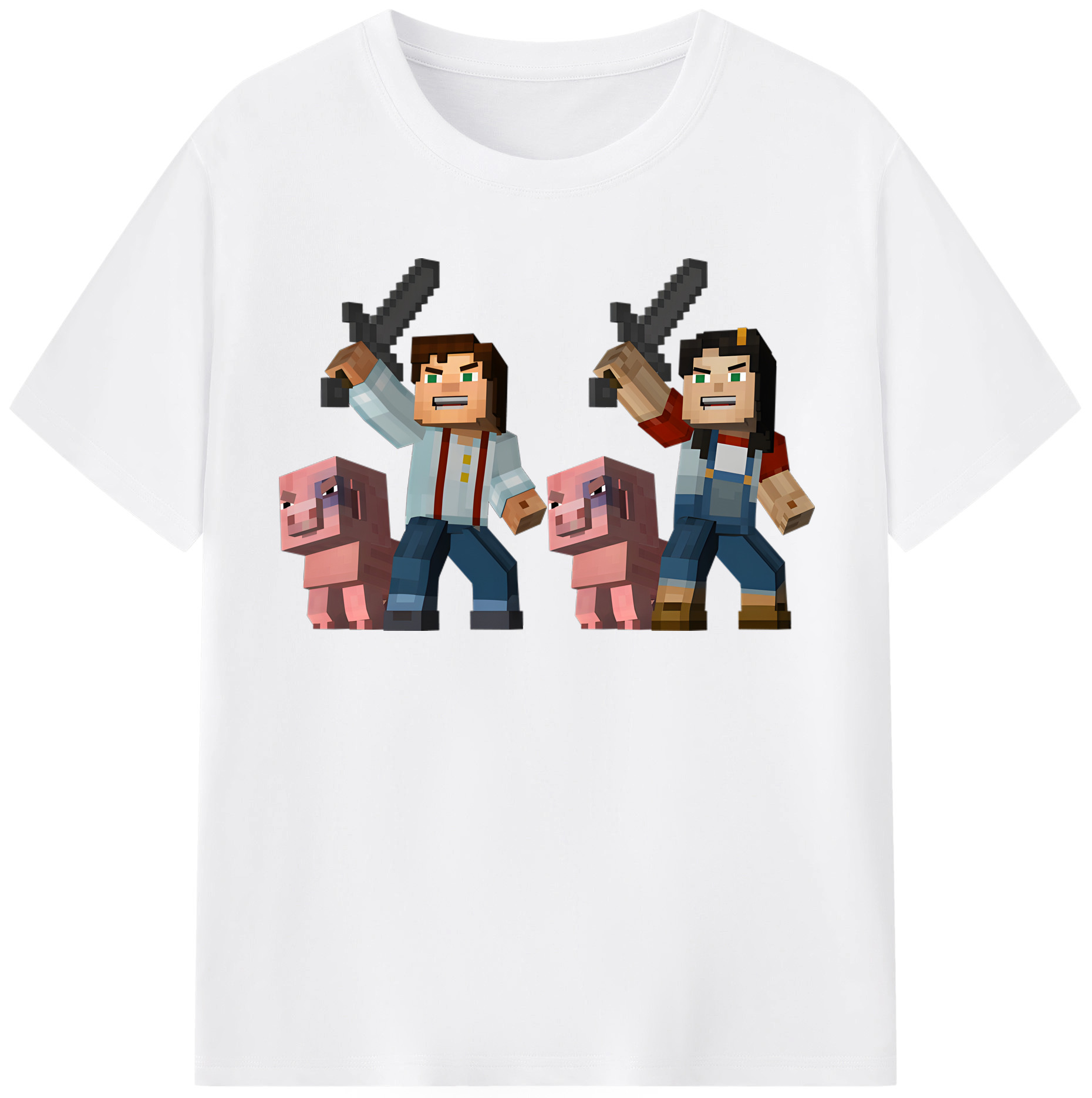 （画像用） マインクラフト ブロックの世界 Minecraft MC Block world 綿100％半袖Tシャツ（フロントプリント）